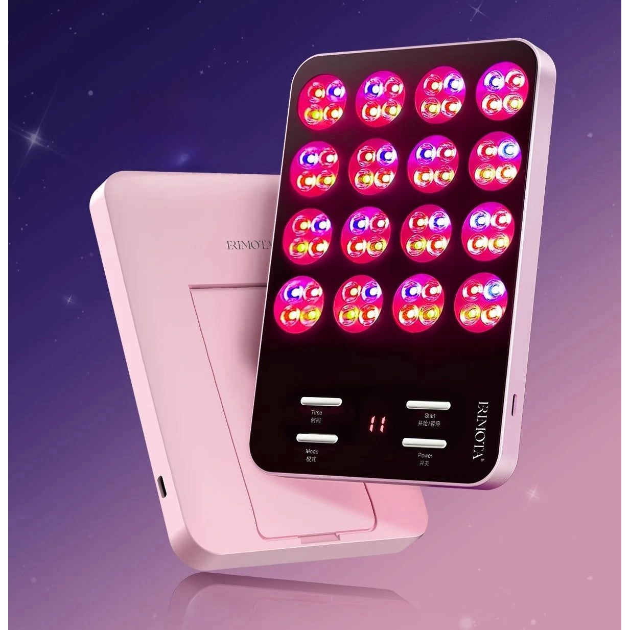 Dispositivo de belleza LED versión Q ERIMOTA – Terapia LED 7 en 1 | Luz azul, amarilla y roja | Ultrafino de 13 mm | Cara y cuerpo