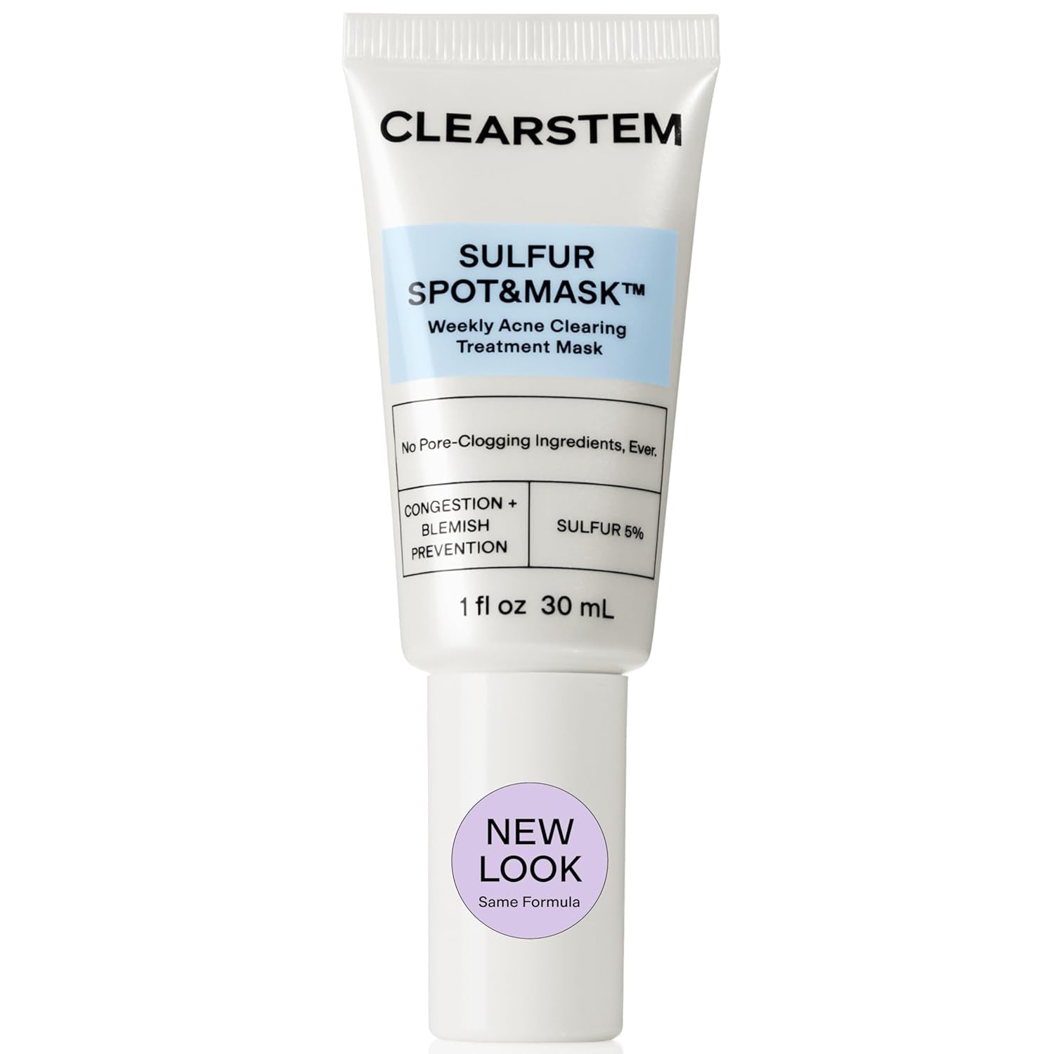 CLEARSTEM SULFUR SPOT&MASK Face Mask for Acne - Sulfur Spot Cleanser Facial Mask - Weekly Acne Face Mask for Clear & Smooth Skin - Made with Kaolin Clay & Glycolic to Reduce Blackheads & Blemishes