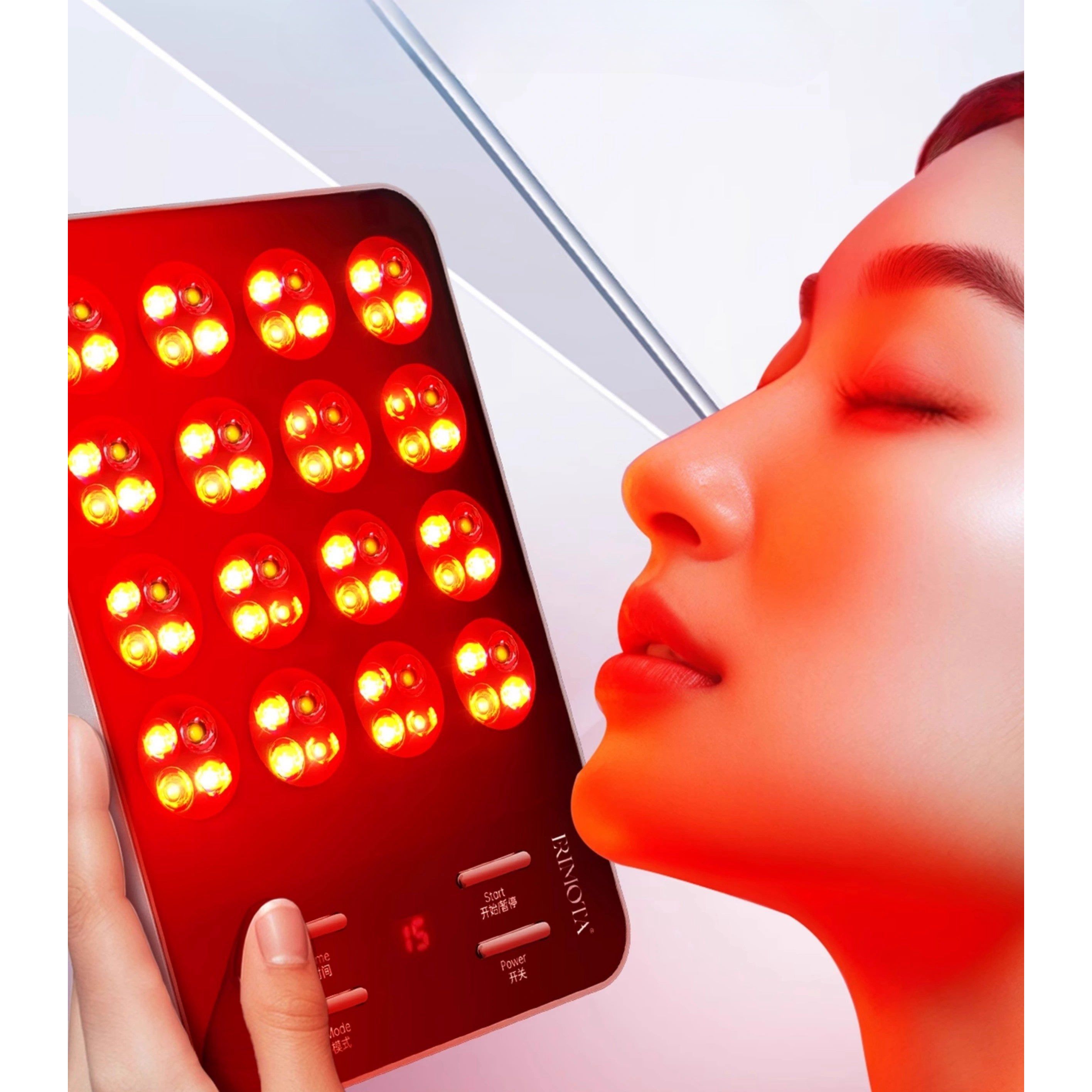Dispositivo de belleza LED versión Q ERIMOTA – Terapia LED 7 en 1 | Luz azul, amarilla y roja | Ultrafino de 13 mm | Cara y cuerpo
