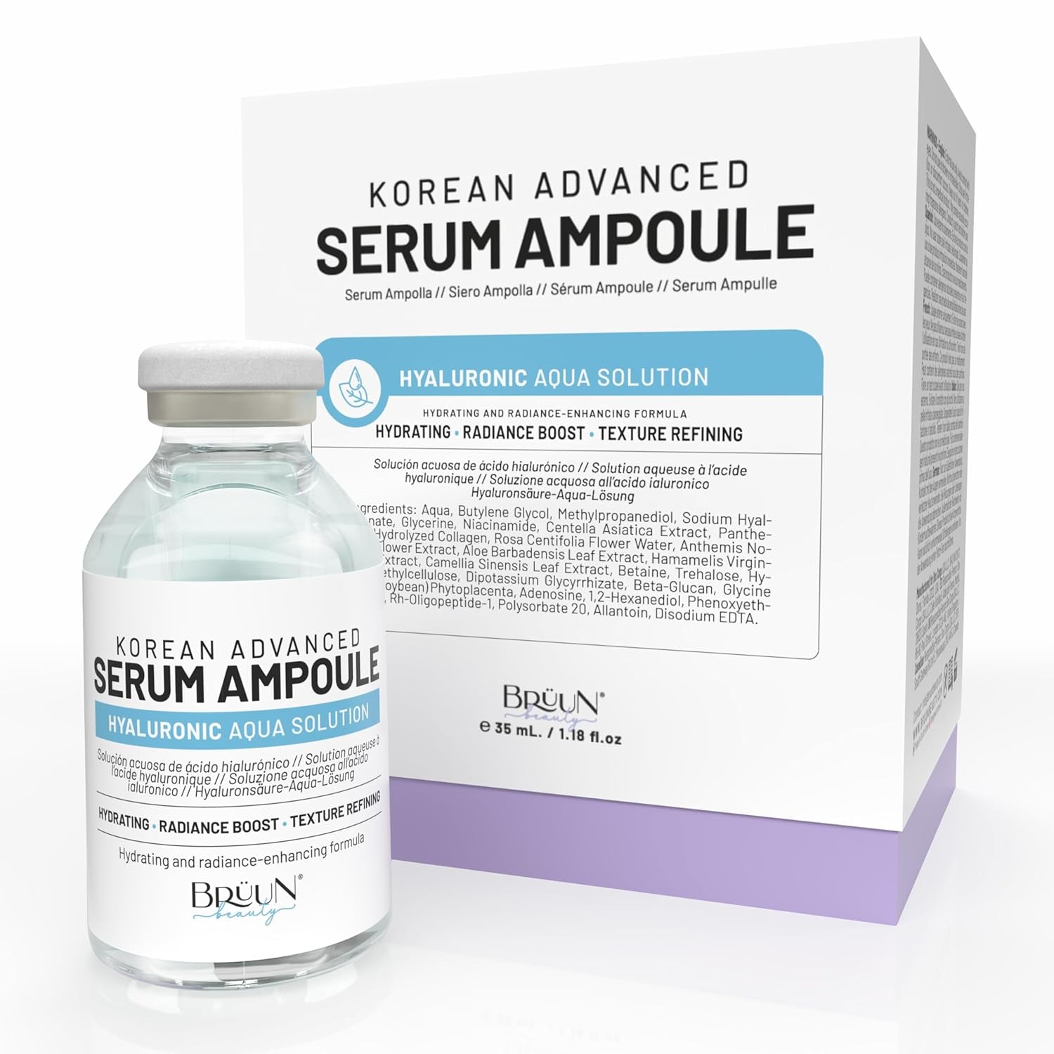 BRÜUN HY - Control Hyaluronic Aqua Solution Ampoule - a Korean Serum Booster for Face to Use as a Skin Care Serum 1.18 Fl.Oz