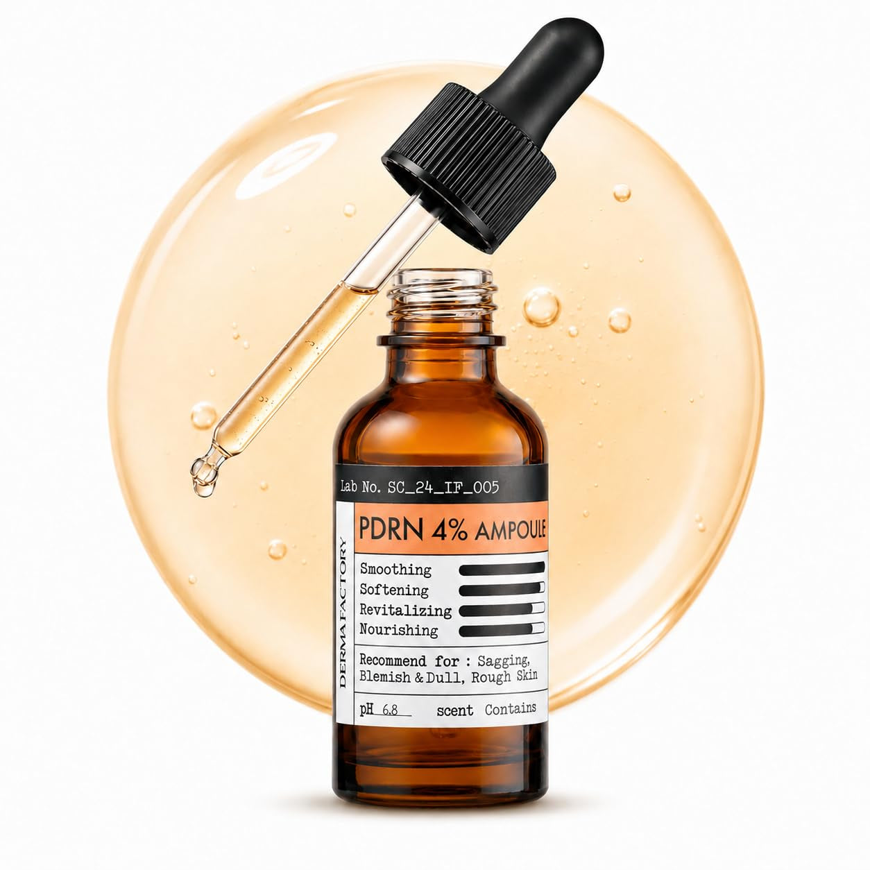 DERMA FACTORY PDRN Serum 4% (40,000 Ppm), Salmon DNA Ampoule with Niacinamide and 1% Panthenol, Hydrating Face Serum for Firmer-Looking, Radiant Skin, Korean Skin Care, 1.01 Fl Oz