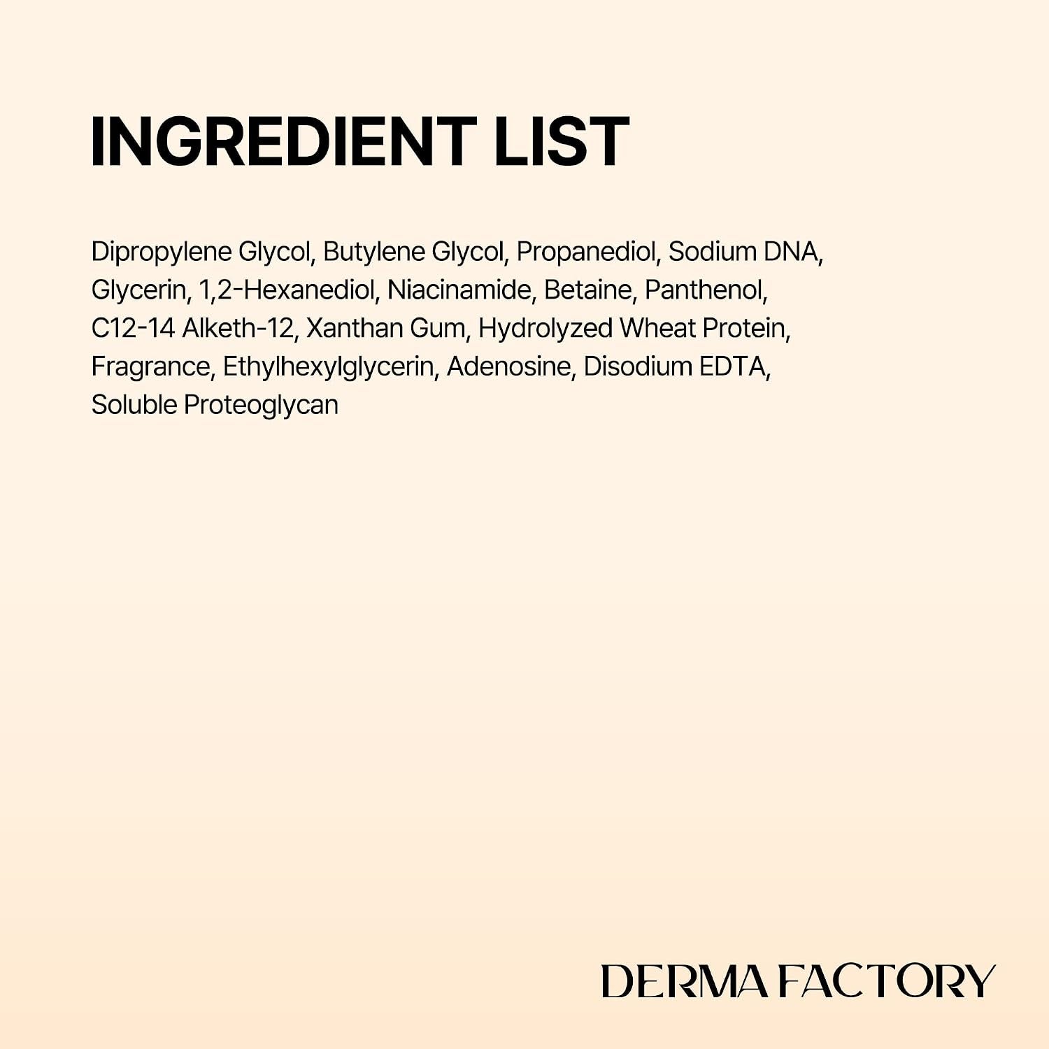 DERMA FACTORY PDRN Serum 4% (40,000 Ppm), Salmon DNA Ampoule with Niacinamide and 1% Panthenol, Hydrating Face Serum for Firmer-Looking, Radiant Skin, Korean Skin Care, 1.01 Fl Oz