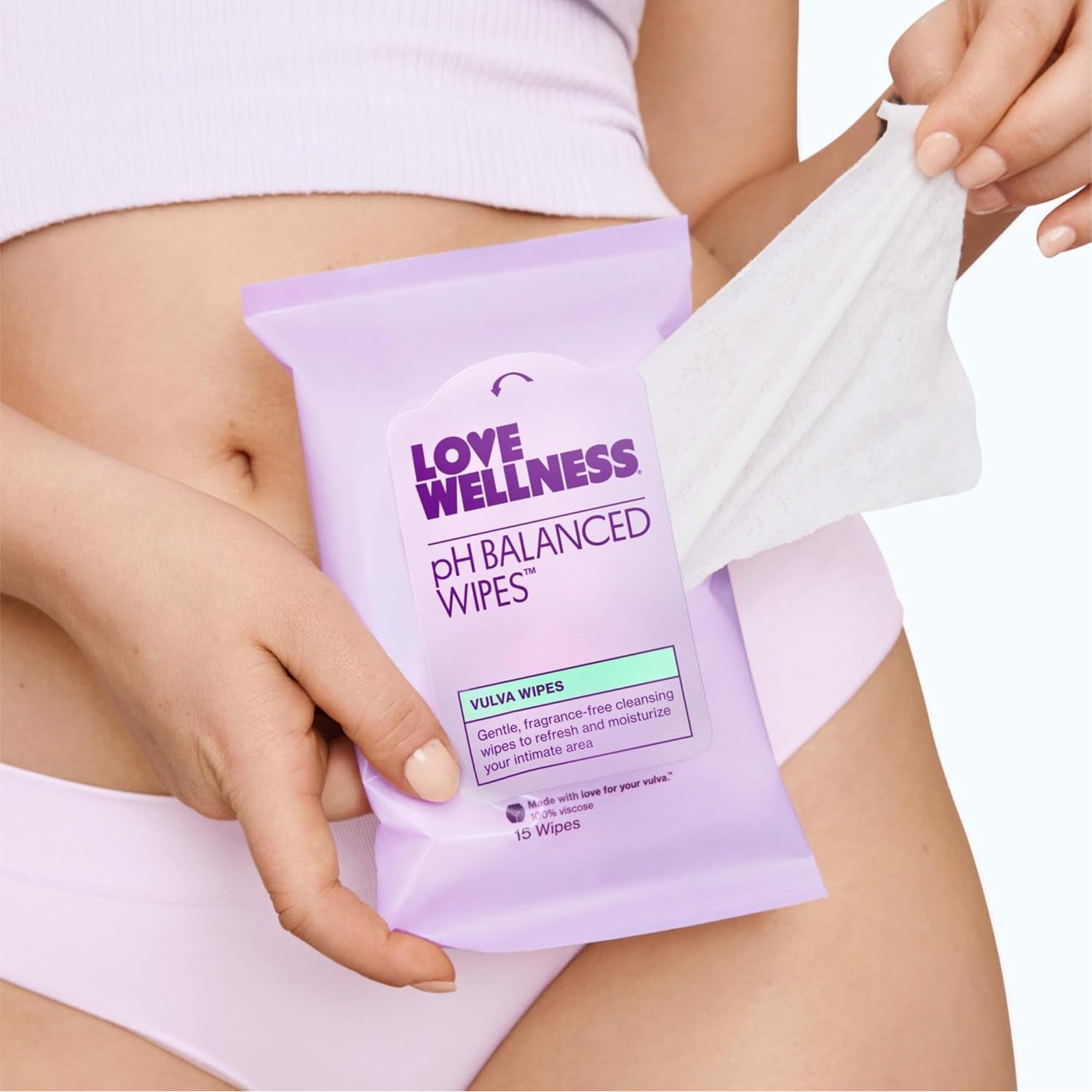 Love Wellness pH Balancing Intimate Wipes – Aloe Vera Vulva Cleanser for pH Balance & Sensitive Skin | Fragrance-Free | Travel 3-Pack