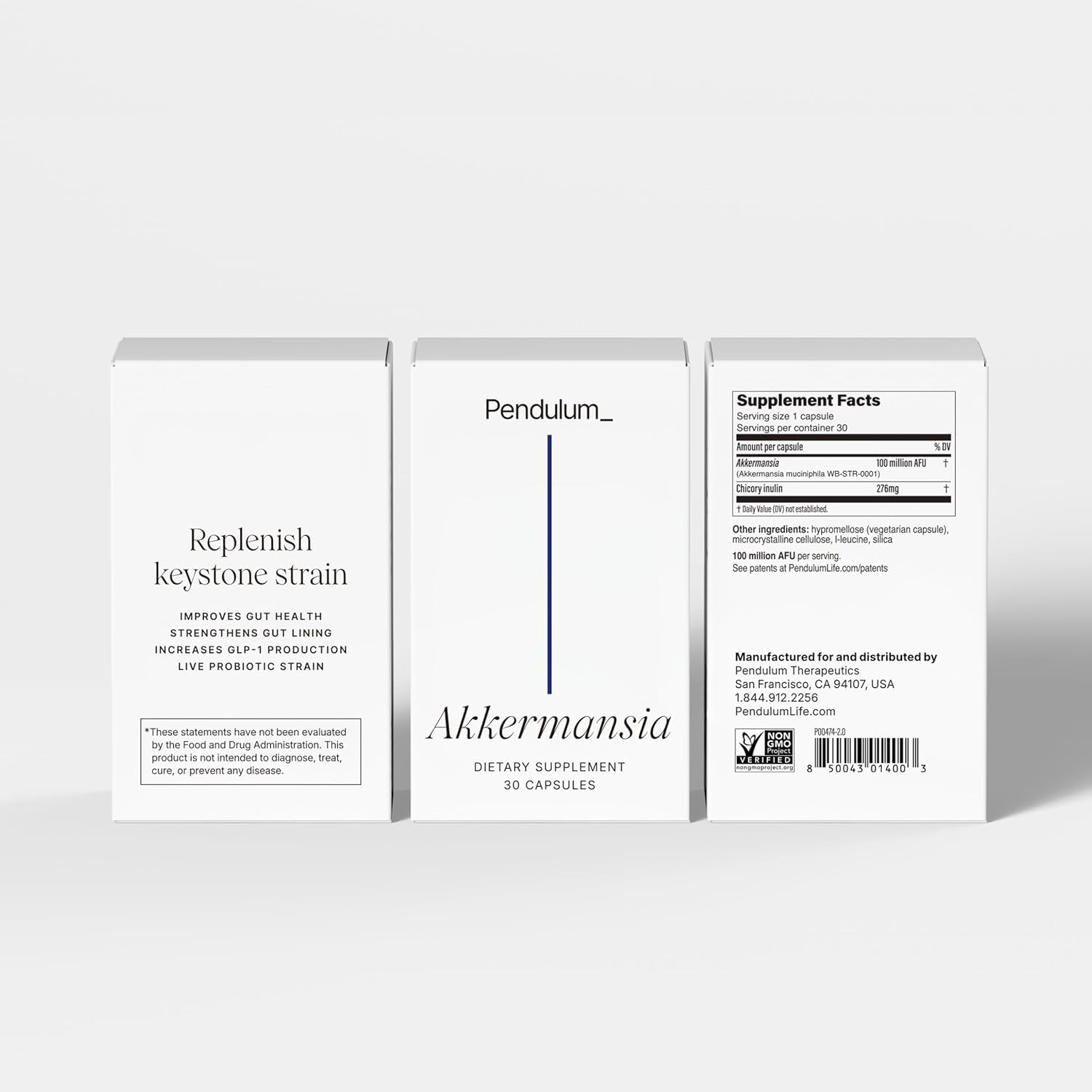 Pendulum Akkermansia Probiotic & Prebiotic Fibre – GLP-1 Support, Gut Health & Metabolic Wellness | Delayed Release | 100M AFU Live Strain | Third-Party Tested | 30 Capsules
