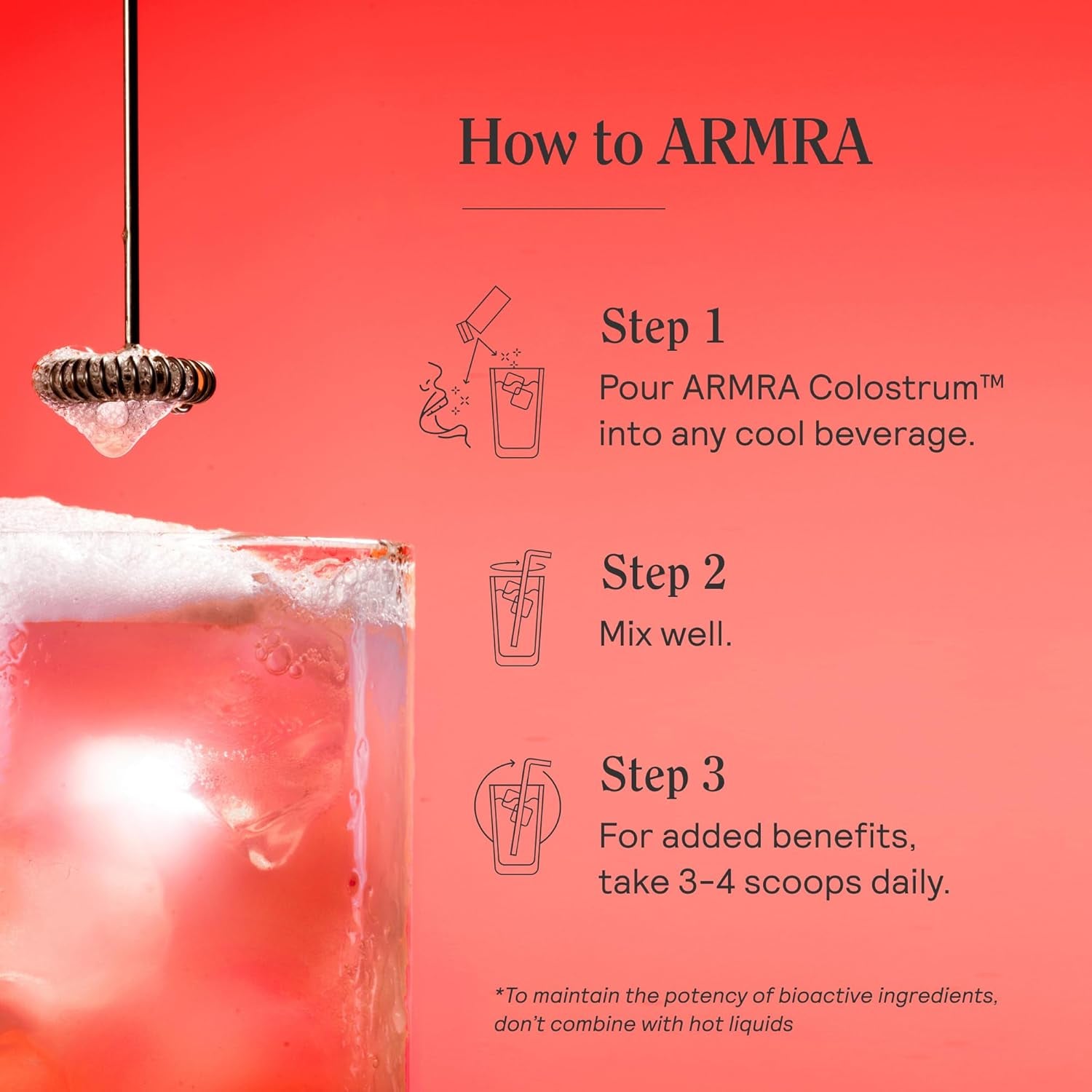 ARMRA Colostrum Powder Vine Watermelon – Gut Health, Immunity & Skin Support | Bovine Colostrum Concentrate | 400+ Bioactives | Keto & Gluten Free | 90 Servings