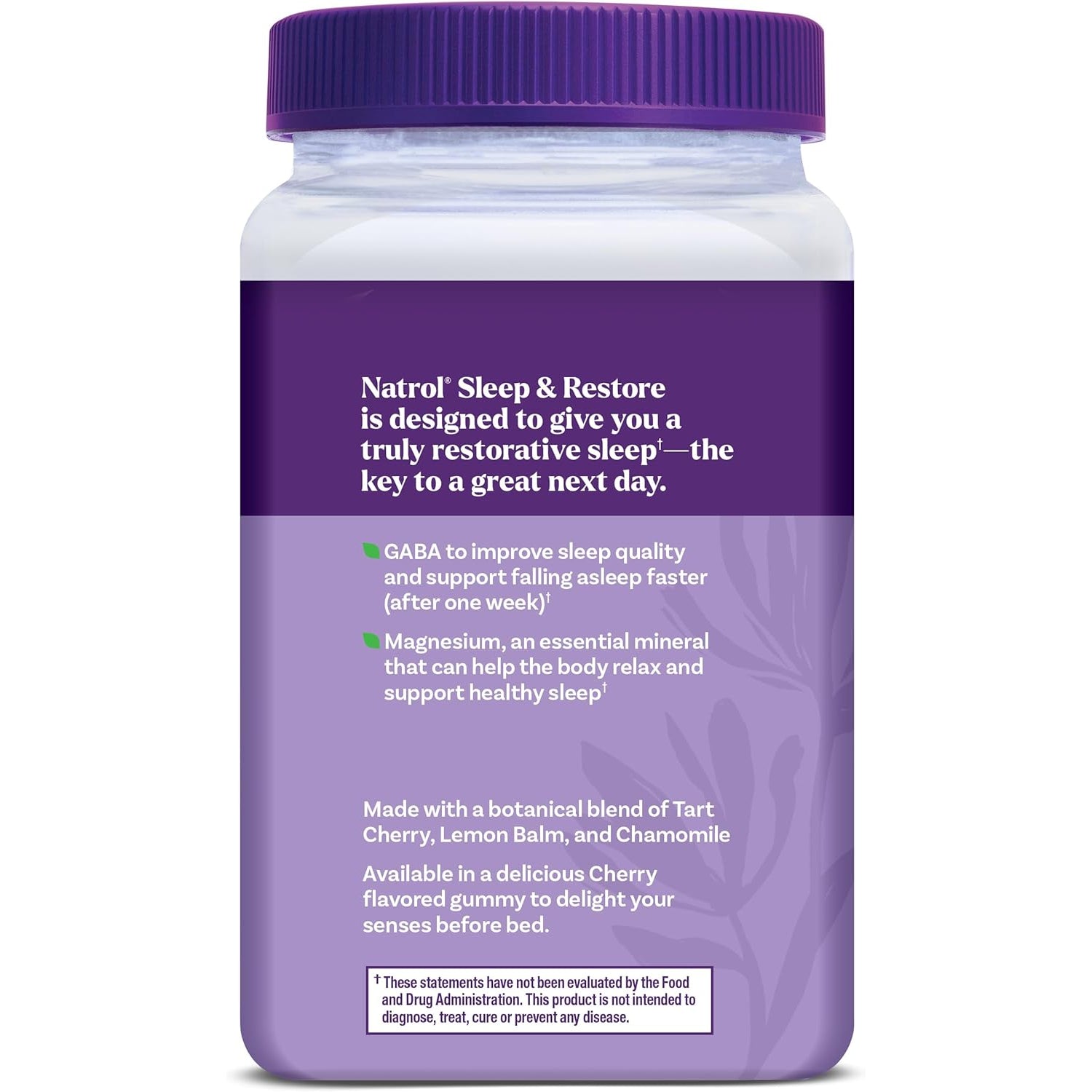 Natrol Sleep & Restore Magnesium Glycinate Blend Gummies, Magnesium for Sleep Aids for Adults, Melatonin-Free, Cherry Flavored, 30 Day Supply