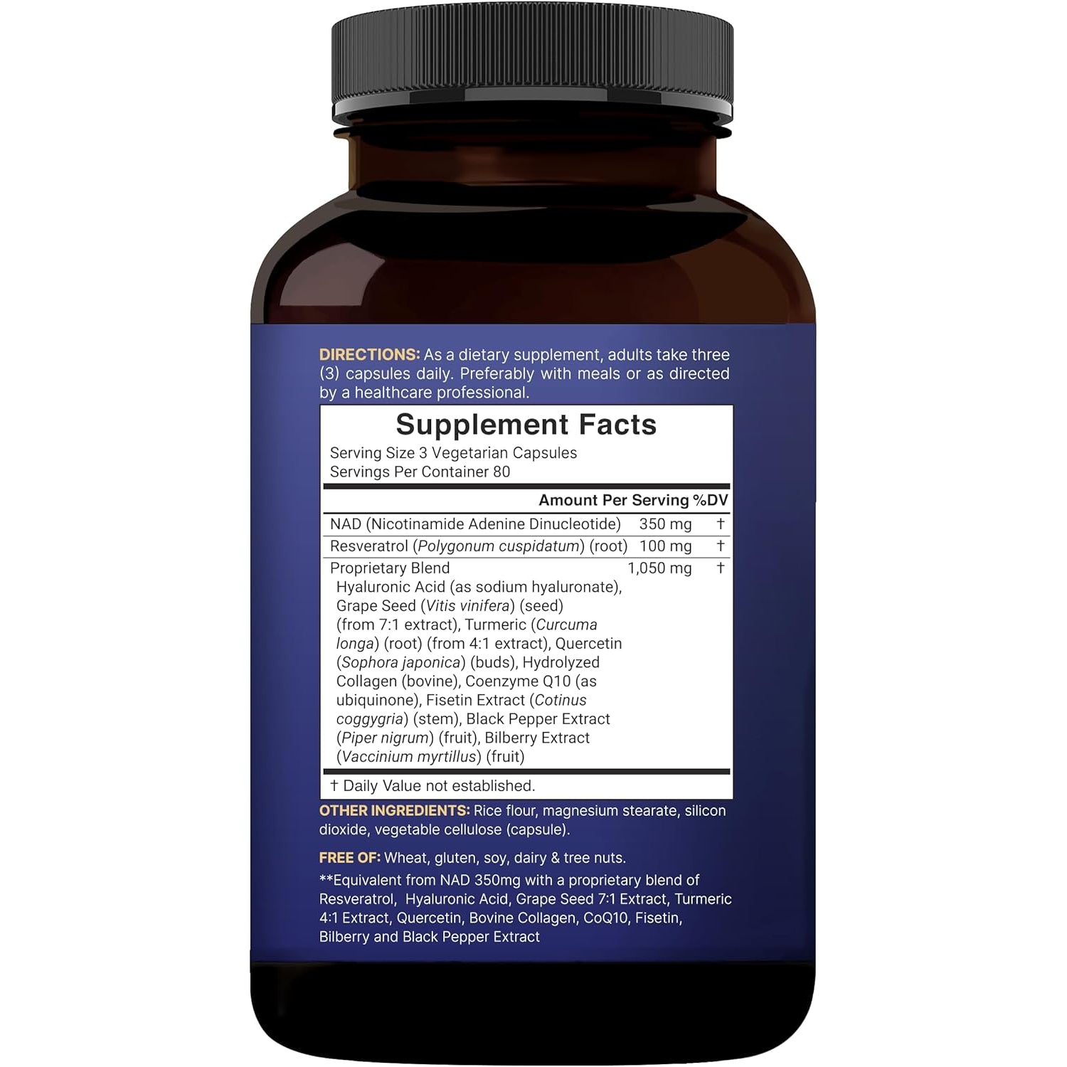 Naturebell NAD+ 11-in-1 Complex – 1500mg NMN Alternative with Resveratrol, CoQ10 & Fisetin for Cellular Energy & Healthy Ageing | 240 Capsules