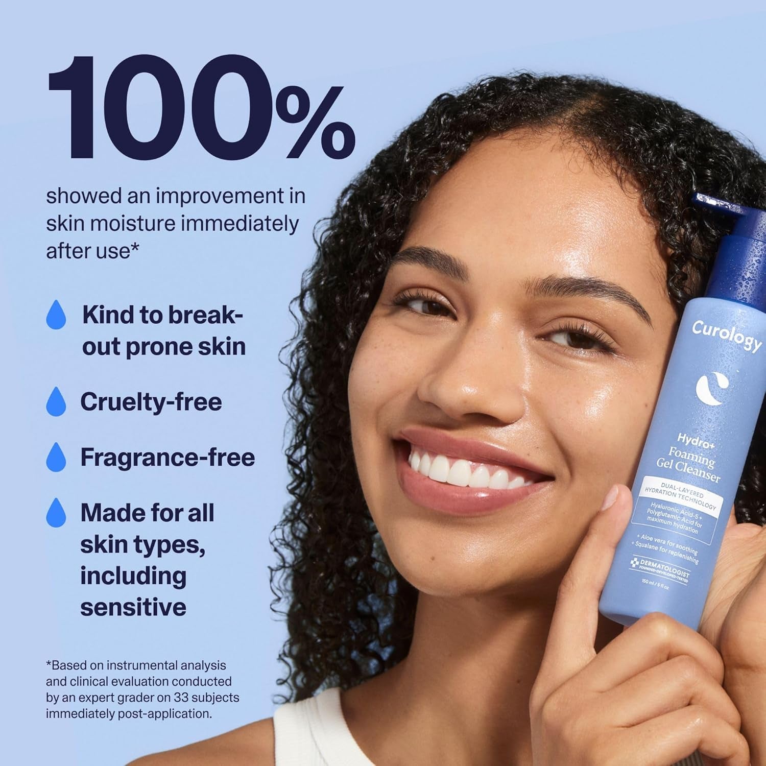 Curology Hydro+ Foaming Gel Facial Cleanser, Gentle Face Wash, Hydrating, Non-Stripping, Sensitive Skin Care, Fragrance Free, 5 Fl Oz