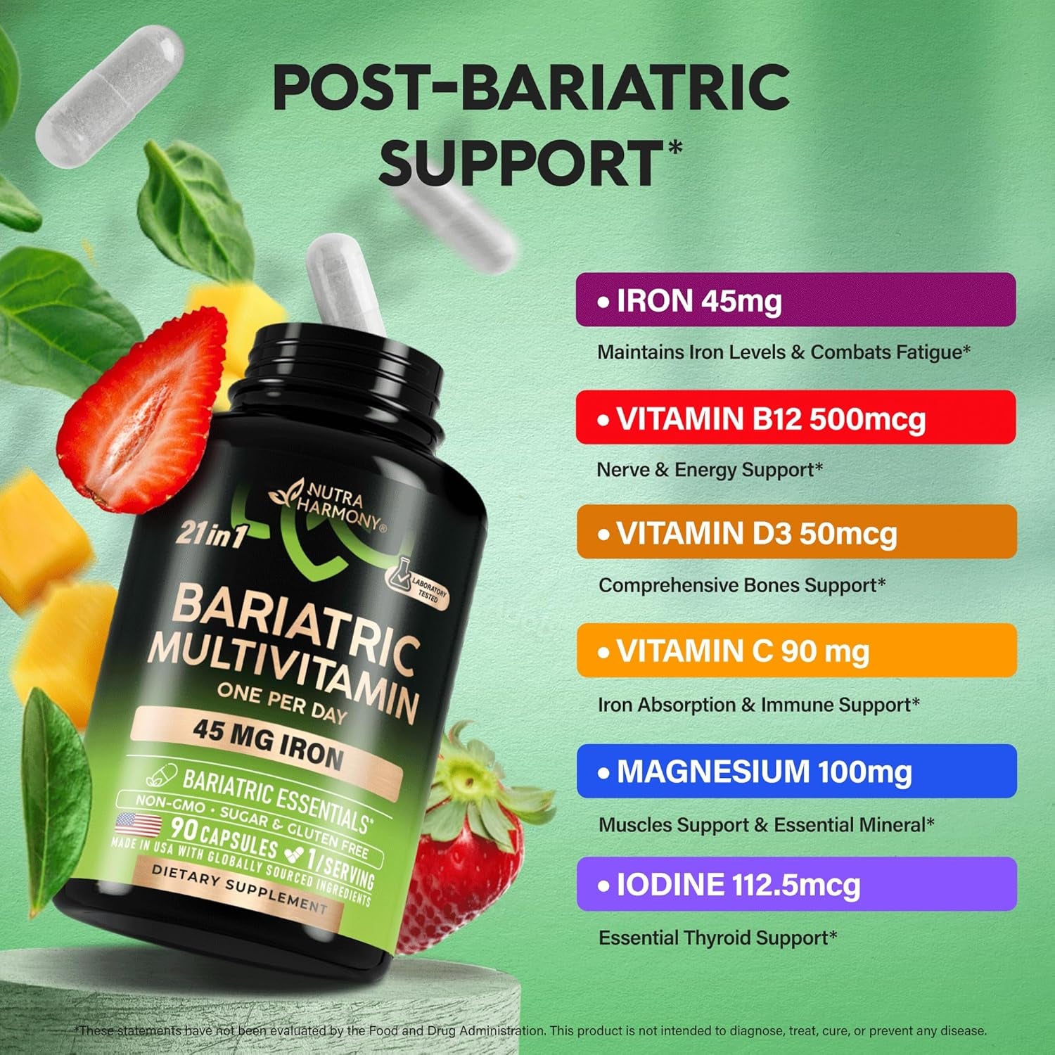 NUTRAHARMONY Bariatric Multivitamin — All-in-One Post-Surgery Supplement | Comprehensive Nutrient Support for Bariatric Patients