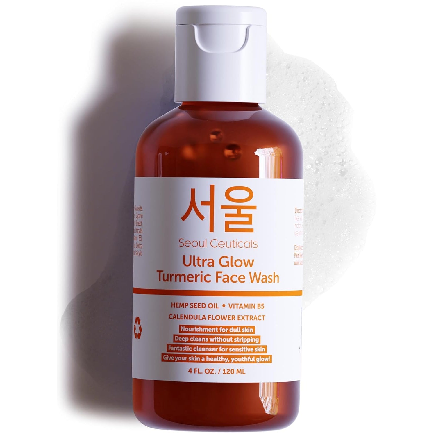 SeoulCeuticals Korean Turmeric Face Wash – Vegan Brightening Cleanser for Dry & Sensitive Skin | K-Beauty | 120ml
