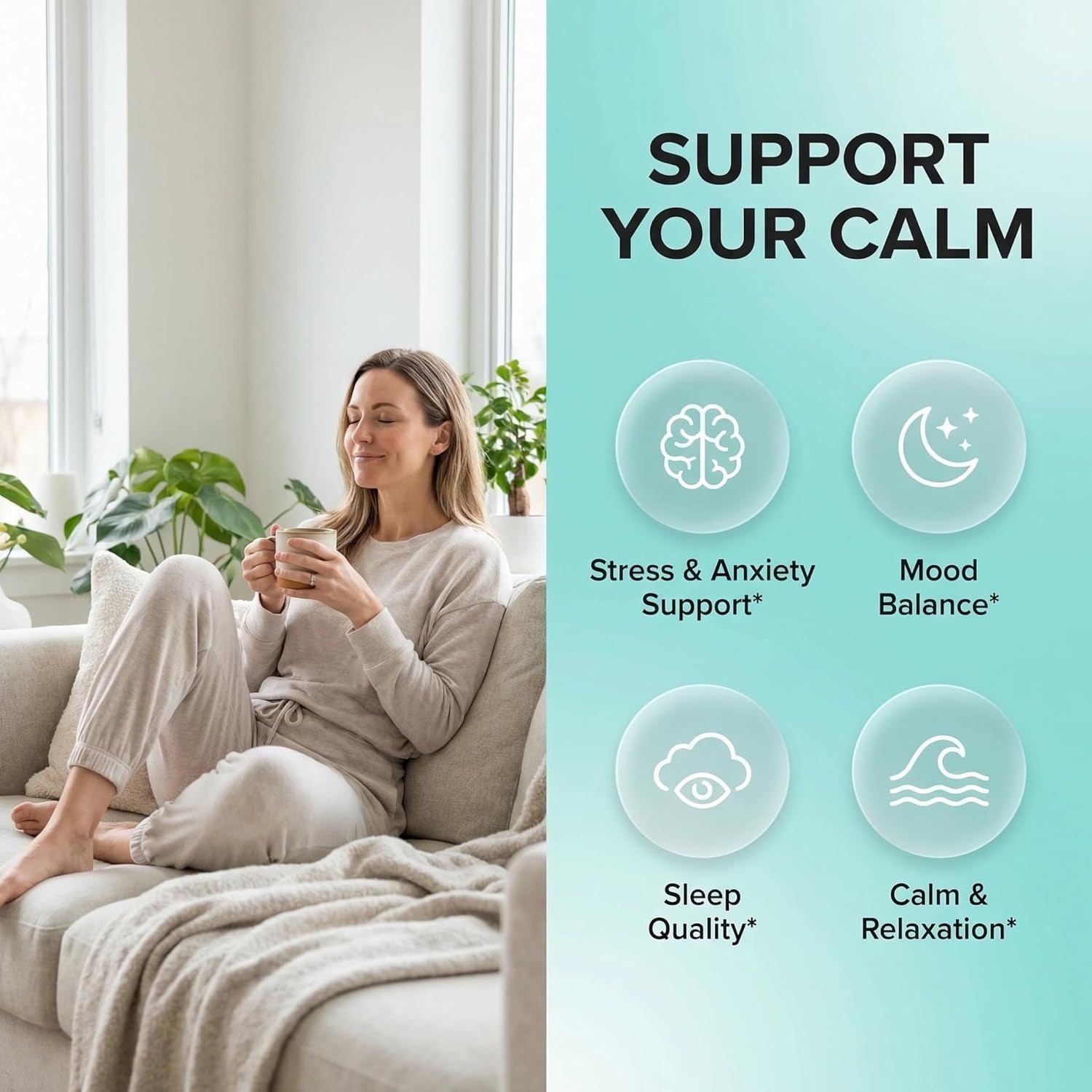 Clean Nutraceuticals CALMAGAIN All-in-One Mood & Stress Support – 60 Capsules | Calcium, Magnesium & Advanced Adaptogen Blend | Calm, Sleep & Relaxation