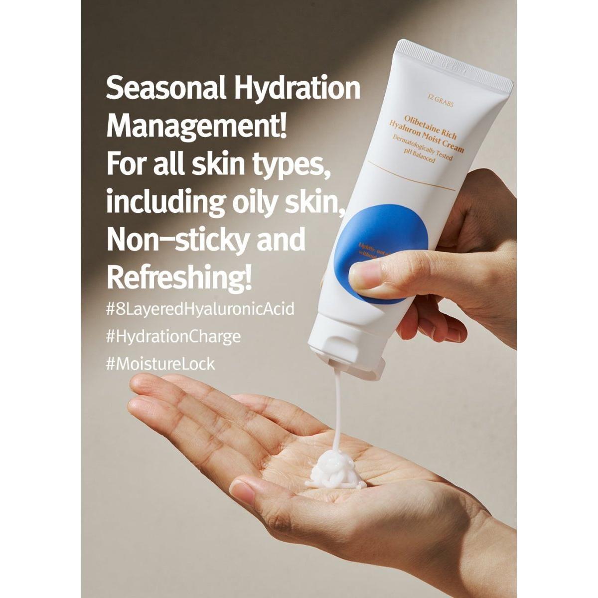 12GRABS Olibetaine Rich Hyaluron Moist Cream - 70ml | Deep Hydration & Dual - Action Care - Glam Global UK12GRABS