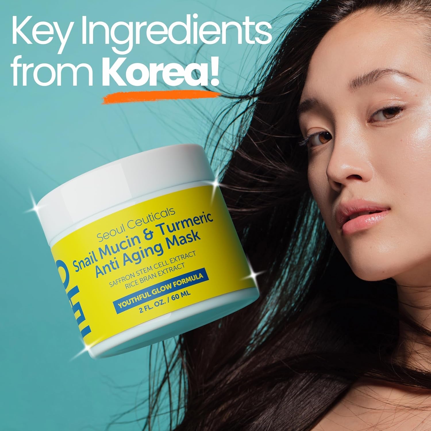 SeoulCeuticals Snail Mucin & Turmeric Face Mask – Korean Anti-Ageing Wash-Off Mask for Healthy Glow | 60ml | K-Beauty