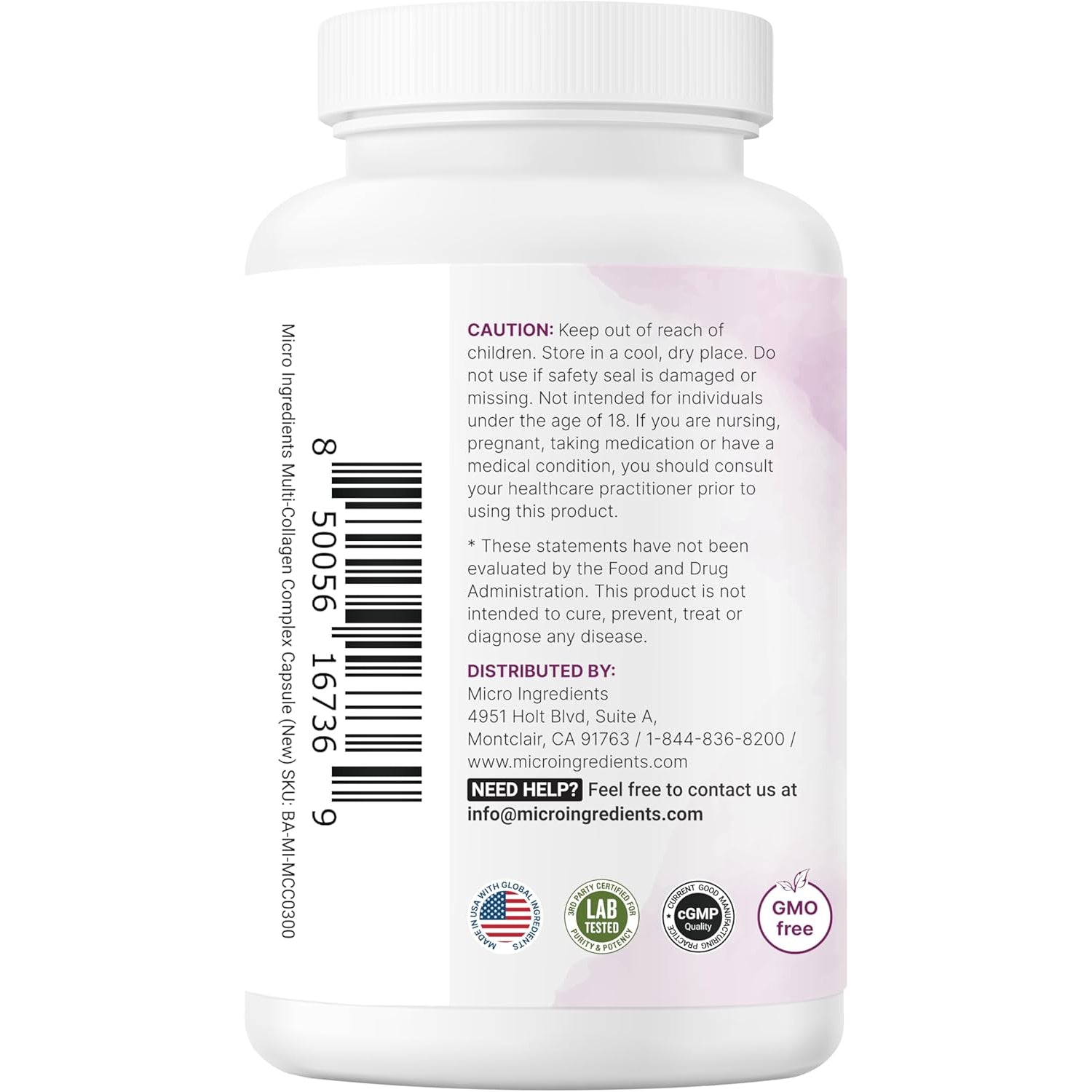 Micro Ingredients Multi Collagen Pills for Women & Men, 240 Capsules | Type I, II, III, V, X | Hydrolyzed Peptides with Biotin, Hyaluronic Acid, & Fat Soluble Vitamin C Complex | Non-Gmo, Filler Free