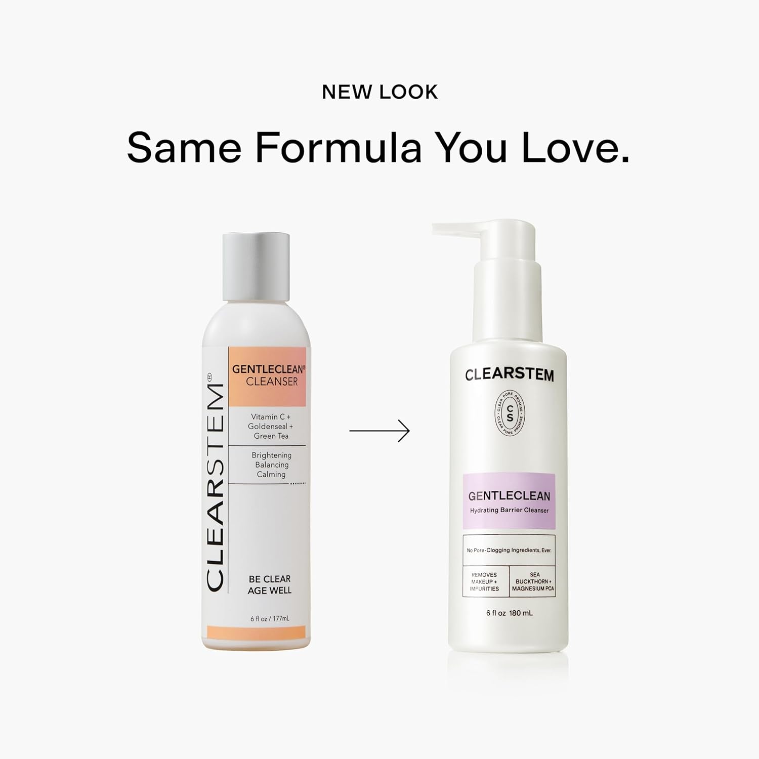 CLEARSTEM - GENTLECLEAN Vitamin C Infused Calming Wash - Facial Cleanser, Makeup Remover - Goldenseal + Green Tea - Facial Skin Care Products - Gluten Free, Cruelty Free - 6 Fl Oz / 180Ml