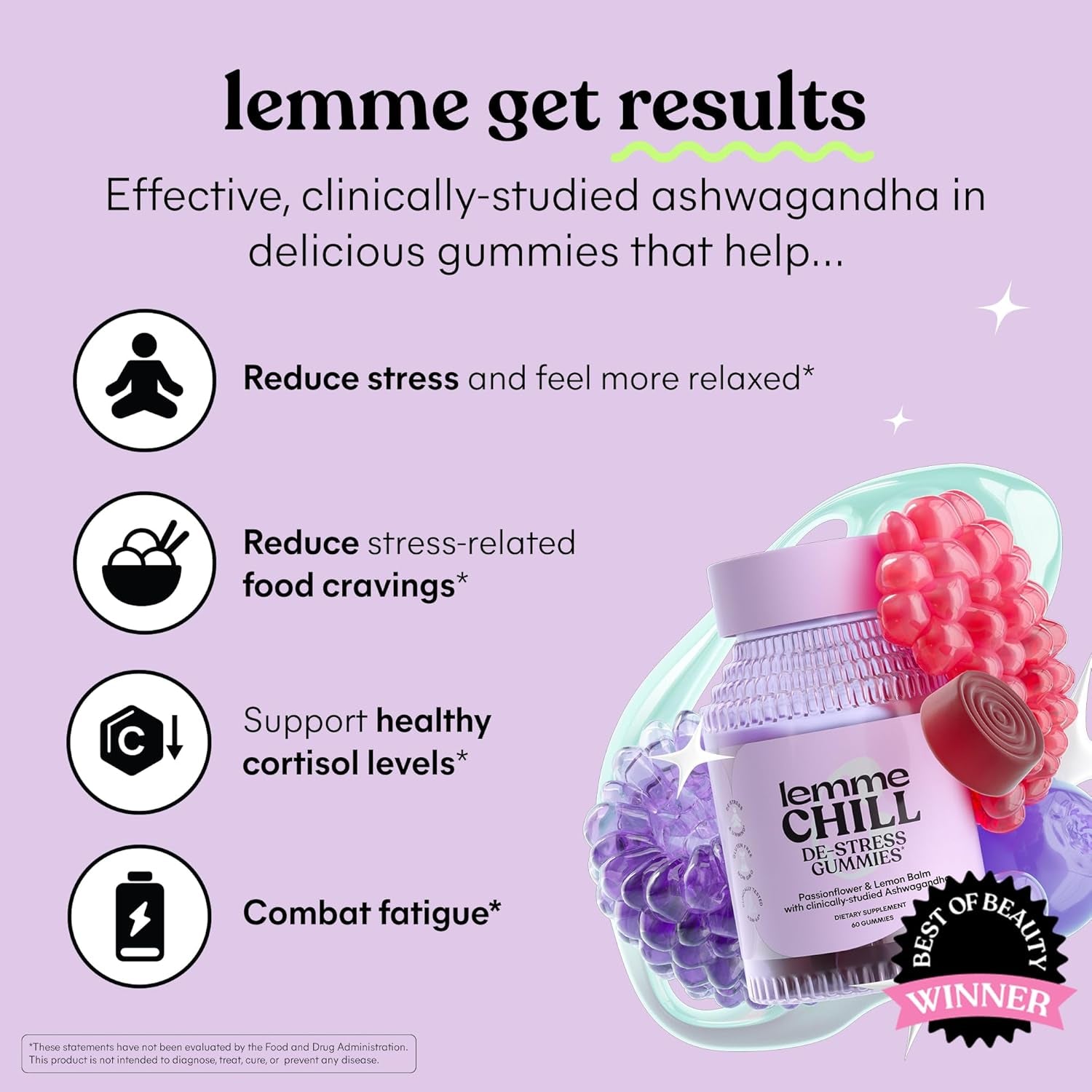 Chill Stress Relief Gummies with 300Mg KSM-66 Ashwagandha, Lemon Balm, Passionflower & Goji to Support Relaxation, Healthy Cortisol & Sleep - Gluten-Free, Non-Gmo, Mixed Berry (60 Count)