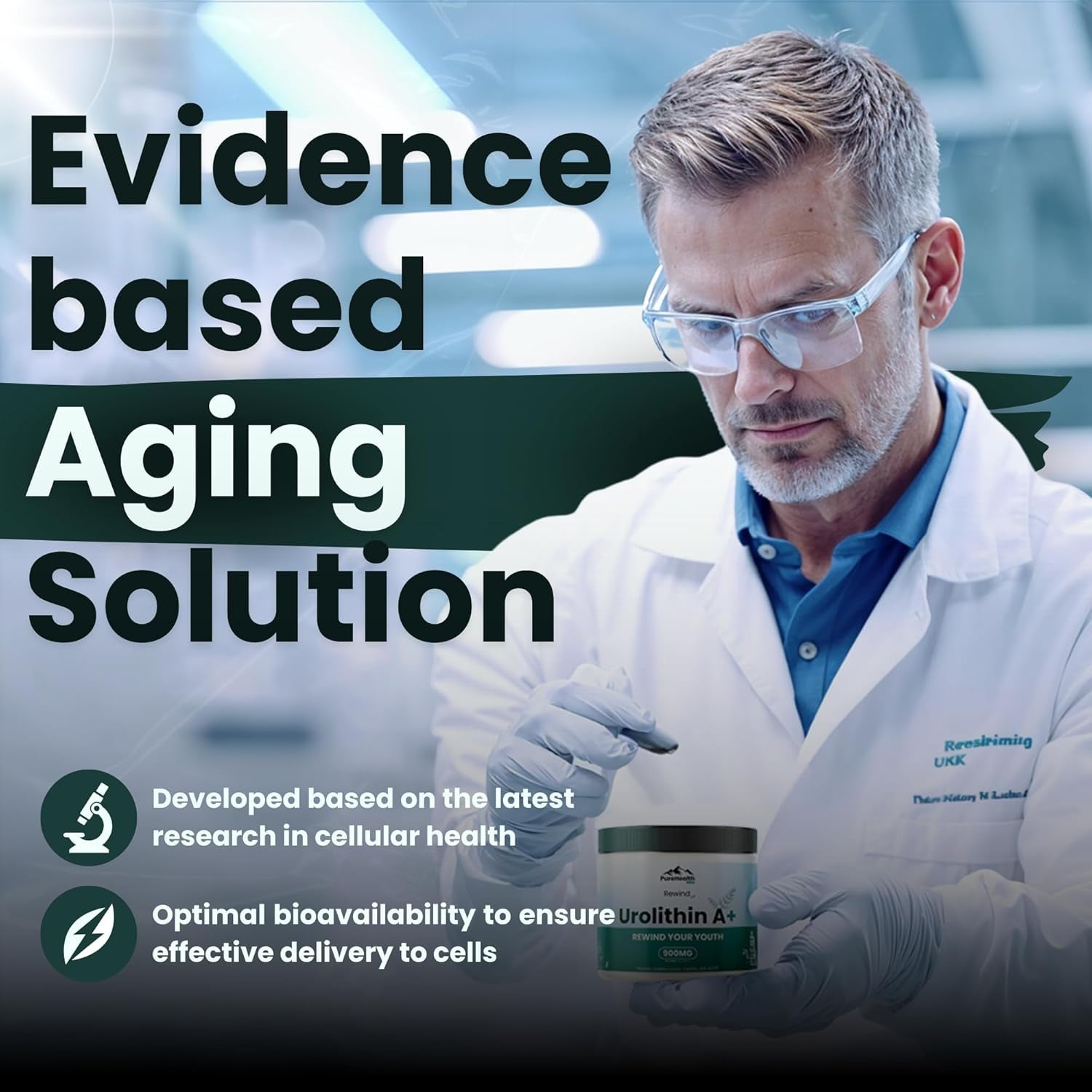 PURE HEALTH MAX Rewind with Urolithin A+ Supplement – 60 Capsules | Cellular Repair, Energy & Anti-Aging Support
