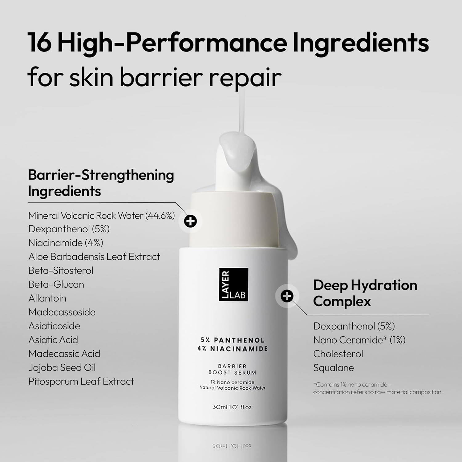 LAYERLAB 5% Panthenol 4% Niacinamide Barrier Boost Serum – 30ml | Strengthen Skin Barrier & Soothe Irritation