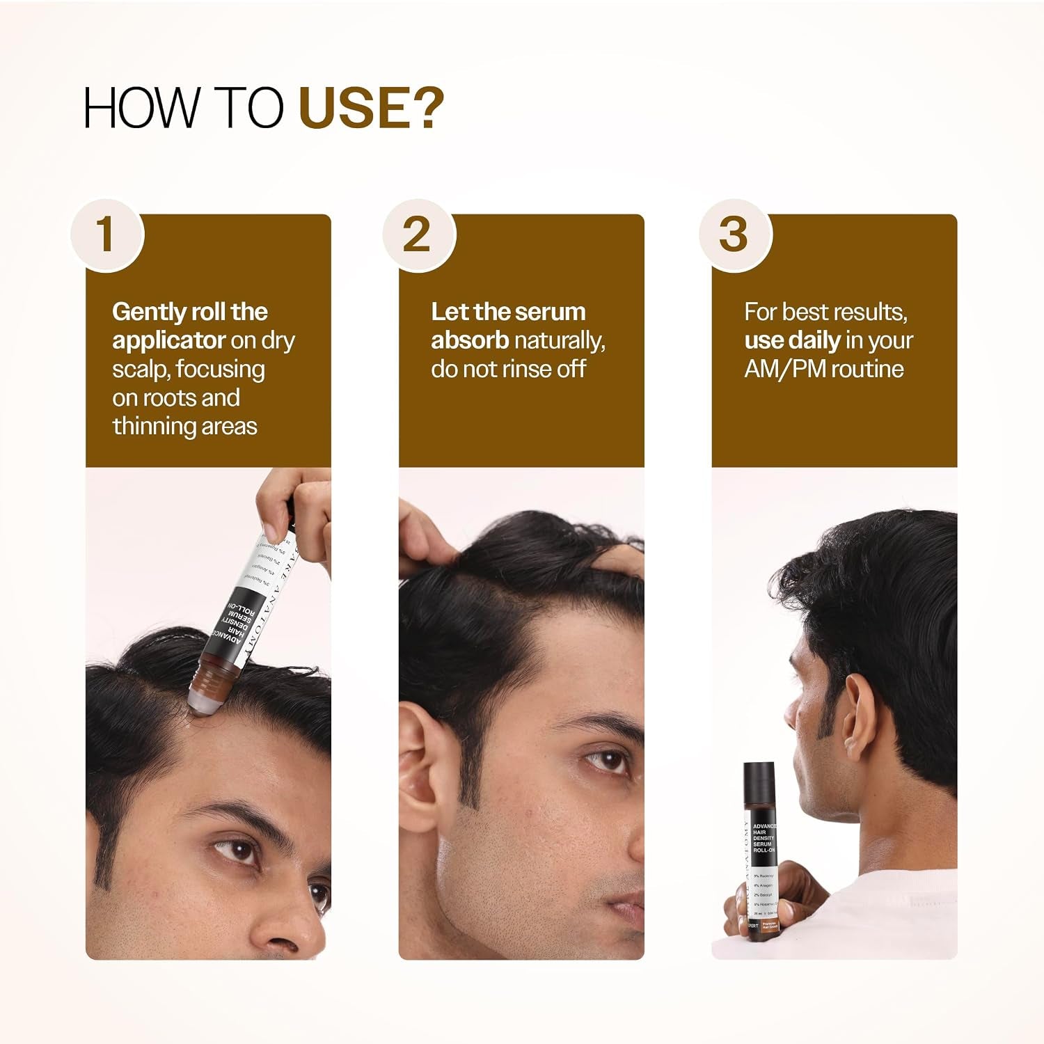 Bare Anatomy Advanced Hair Density Roll-On| 3% Redensyl + 4% Anagain + 2% Baicapil + 5% Rosemary, Rice Water, Biotin & Saw Palmetto| Reduces Hair Fall, Supports Hair Growth for Men & Women | 25Ml