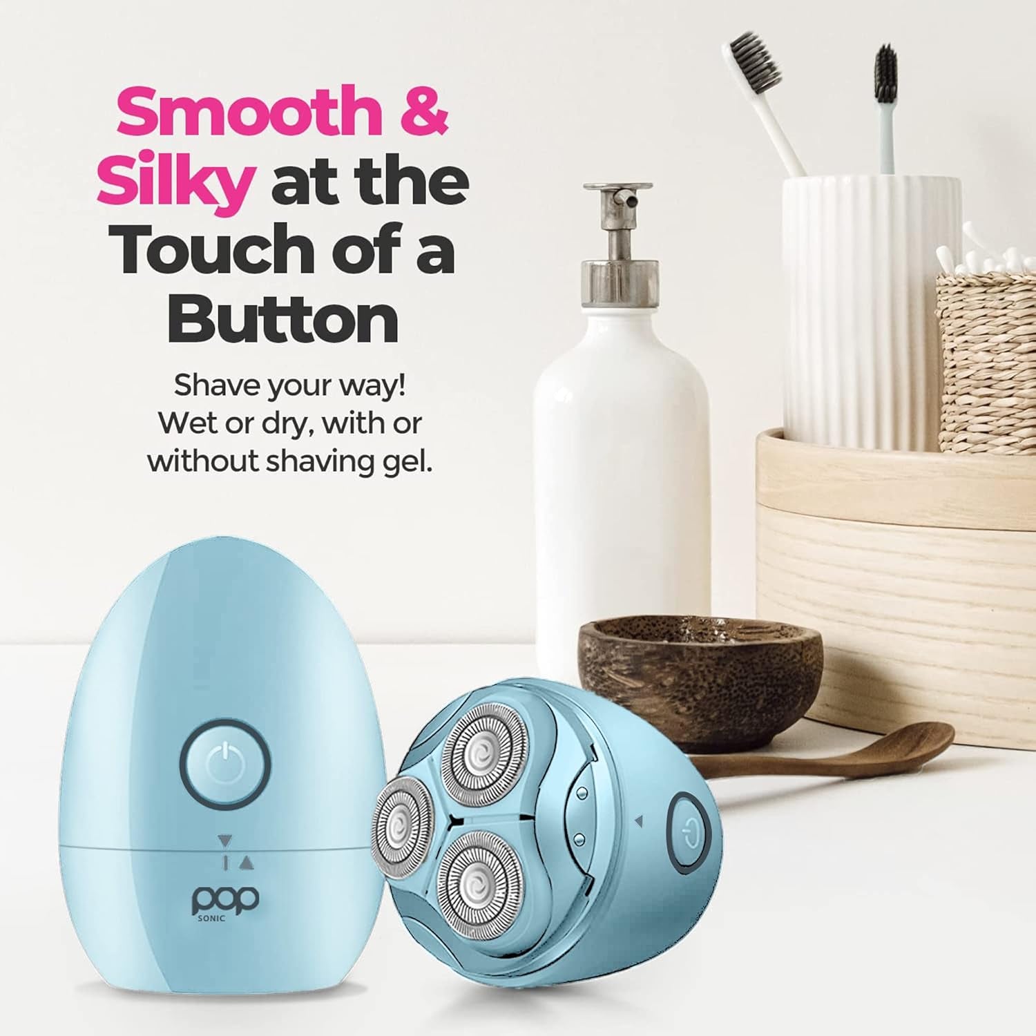 Pop Sonic Moon Shaver (Slate) | Ergonomic Electric Face & Body Shaver for Men & Women