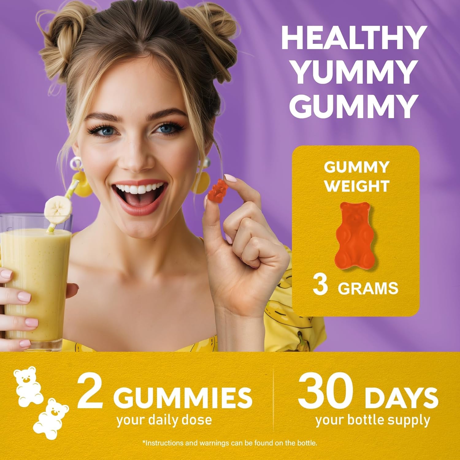 NUTRAHARMONY Probiotic Gummies — 60 Count | 10 Billion CFU with Prebiotic Fibre | Gut Health & Digestive Balance Support