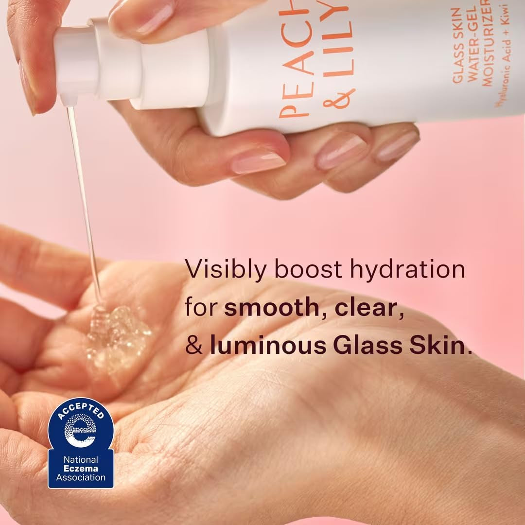 Peach & Lily - Glass Skin Water-Gel Moisturizer (1.69 Ounces) - Hyaluronic Acid - Face Moisturizer - Lightweight & Oil Free - Chamomile, Kiwi, & Peach - Self Care - Vegan, Cruelty Free - Korean Beauty