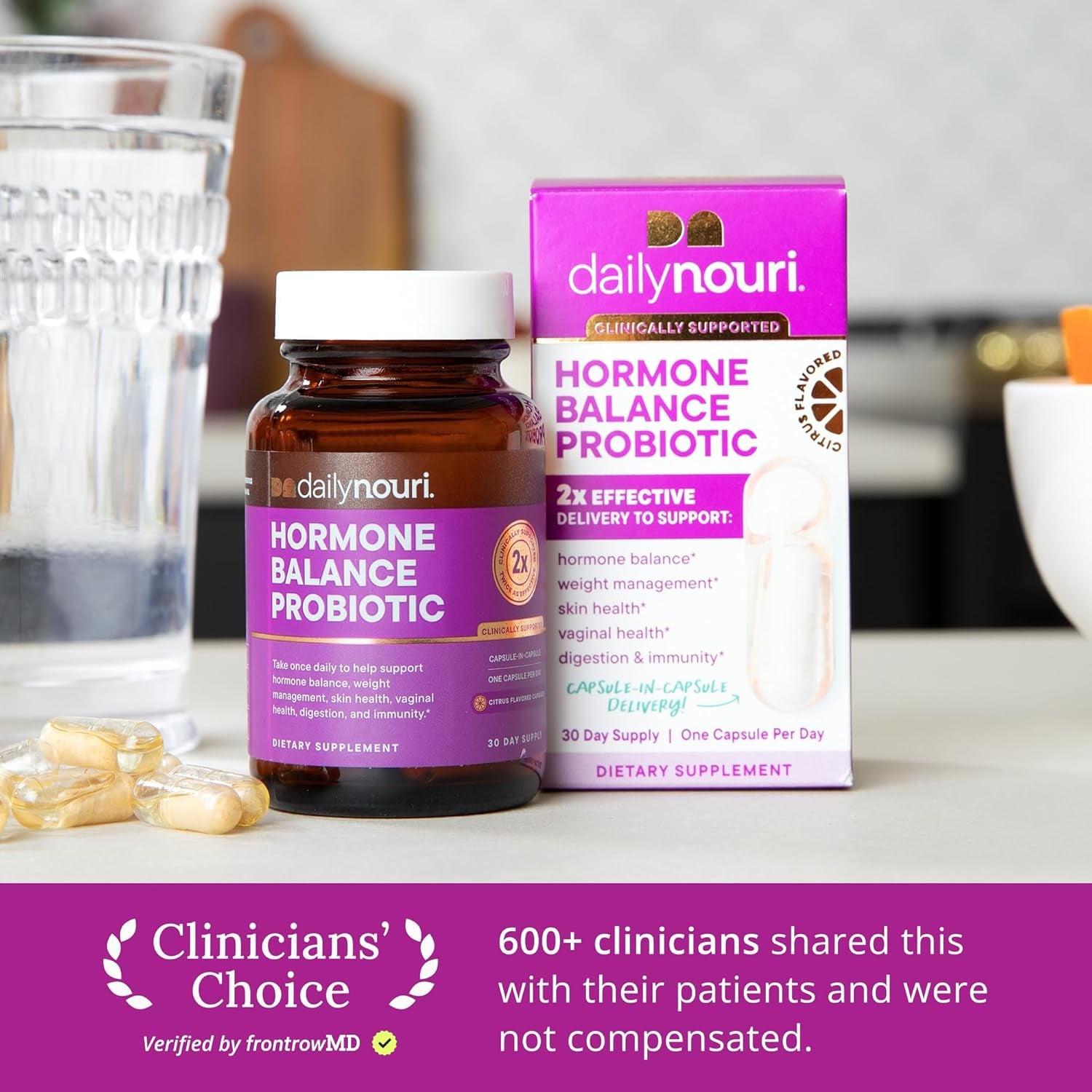 Daily Nouri Hormone Balance Probiotics for Women | Supports Healthy Estrogen Metabolism, Hormone & Cycle Health | Gut-Estrogen/Estrobolome Support | 7 Clinically Studied Strains + Plant-Based Omega