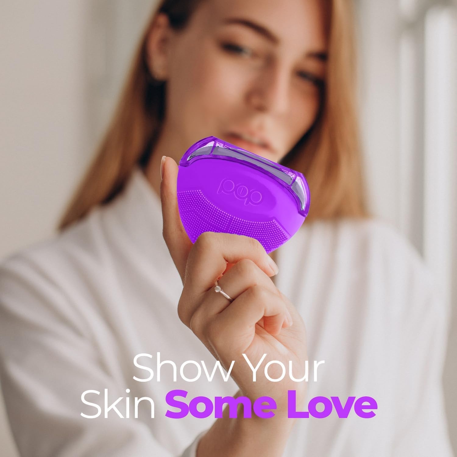 Pop Sonic Strawberry 3-in-1 Skin Exfoliating Cleanser (Purple) – Compact, Rechargeable Device for Cleansing, Massaging & Exfoliating