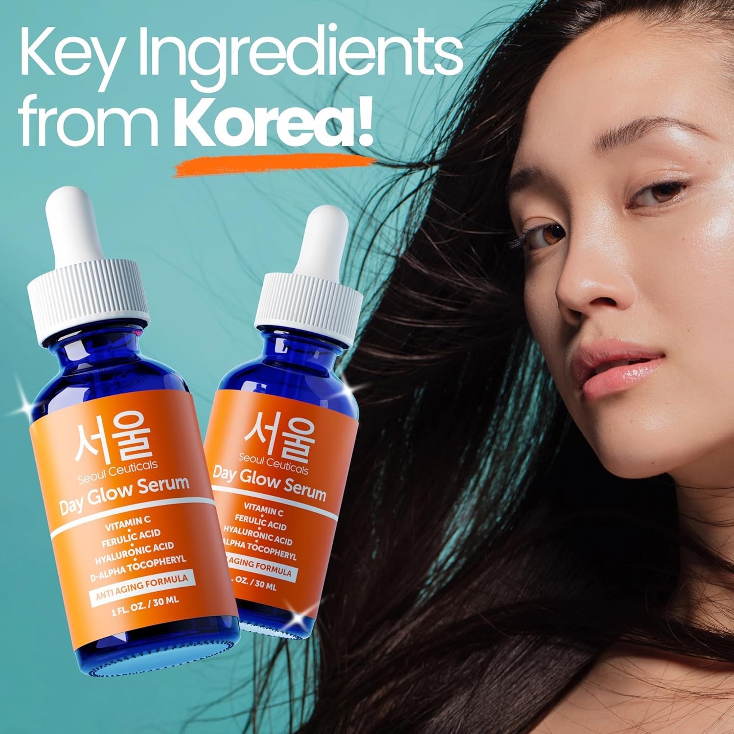 SeoulCeuticals 20% Vitamin C Serum – CE Ferulic Acid & Hyaluronic Acid for Brightening & Anti-Ageing | Korean Skincare | 30ml
