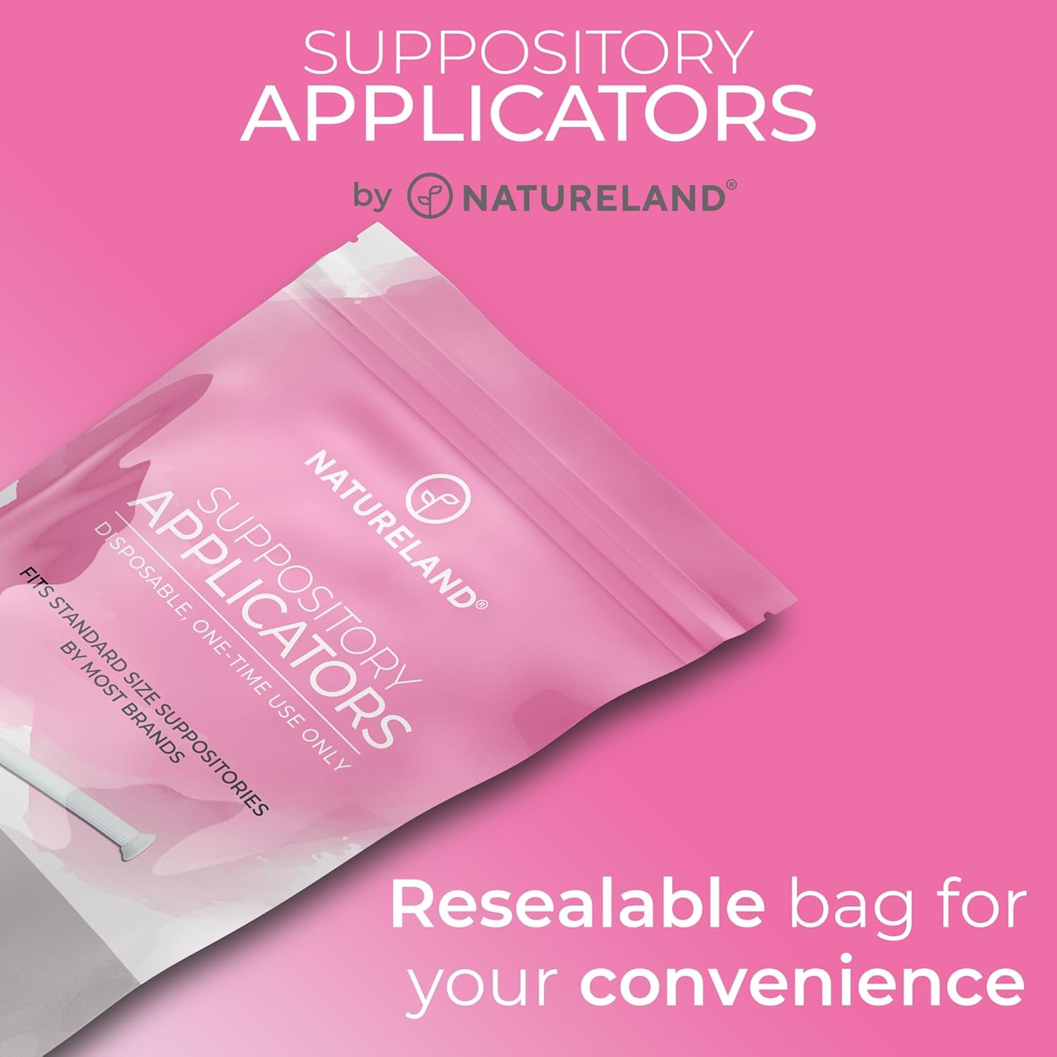 Natureland Disposable Vaginal Suppository Applicators – 40 Count | Individually Wrapped | Large Tip | Silky Smooth Comfort Tip | Intimate Care