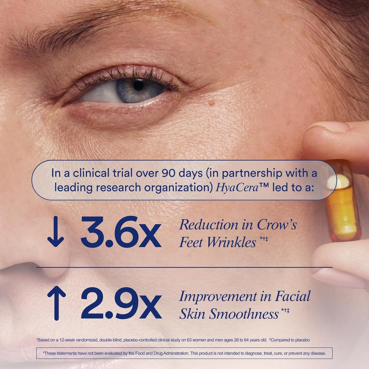 Ritual Hyaluronic Acid Skin Supplement - with Hyabest® and Ceratiq® - Hyacera Clinically Proven to Reduce Wrinkles, Fine Lines & Improve Skin Smoothness** - Vegan - Vanilla - 30 Capsules - 30 Servings