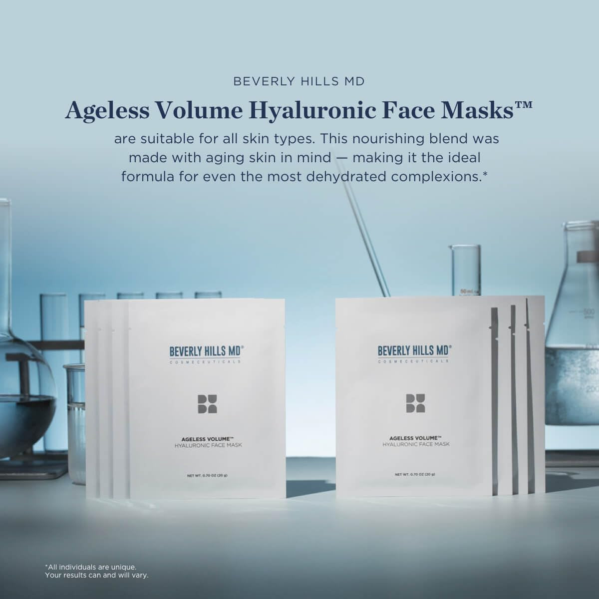 Ageless Volume Hyaluronic Face Mask- Reduce Appearance of Wrinkles, anti Aging Formula for Plump, Moisturized Skin- 8 Pack- Hydrating & Firming Gentle Sheet Mask