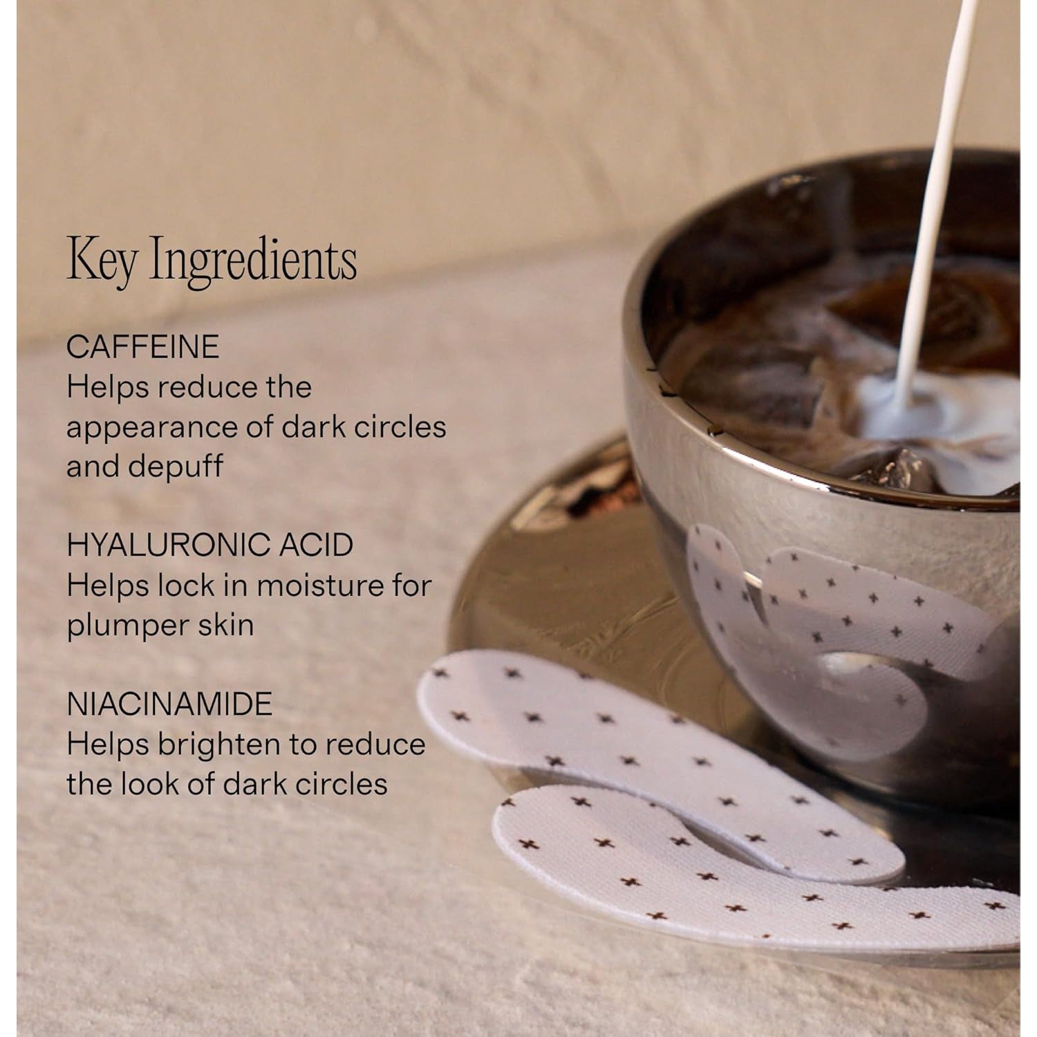 Lux Unfiltered Iced Latte Cooling Eye Patches – Caffeine, Niacinamide & Hyaluronic Acid for Puffiness & Brightening | Korean Skincare | 10 Pairs