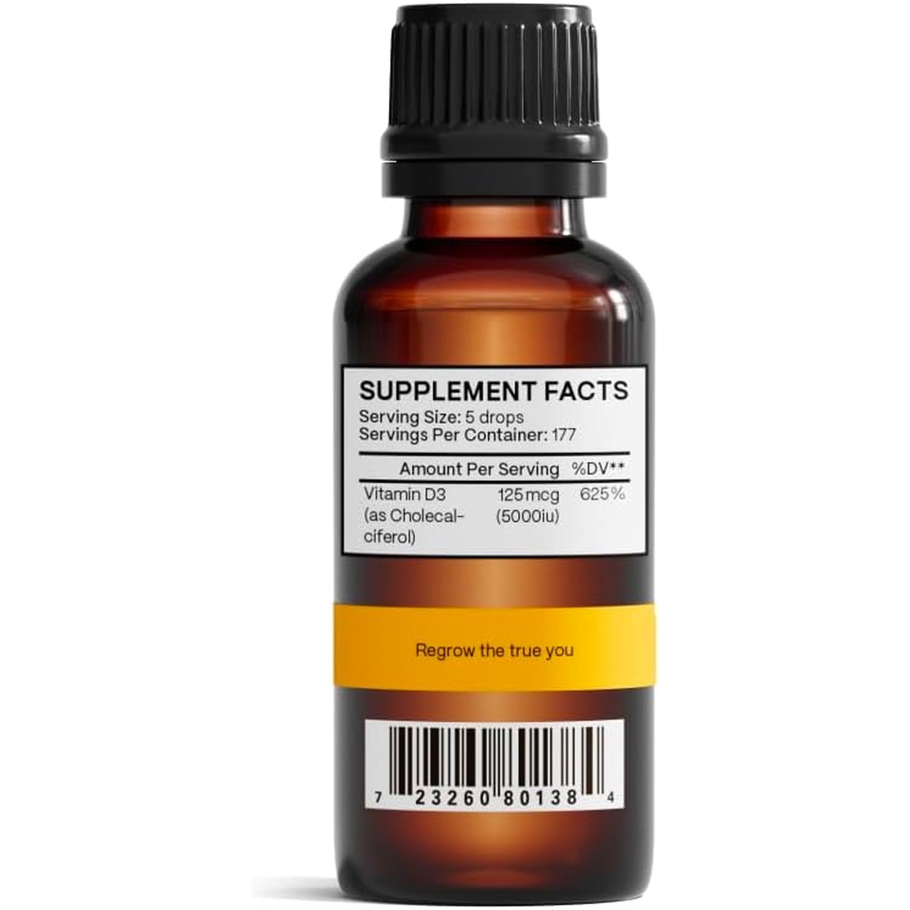 Advanced Trichology Vegetarian Liquid Vitamin D3-5000 Iu High Absorption - 1000 Iu per Drop - 6 Month Supply - Gluten Free 365 VIT D - 1 Fluid Ounce (Pack of 1)