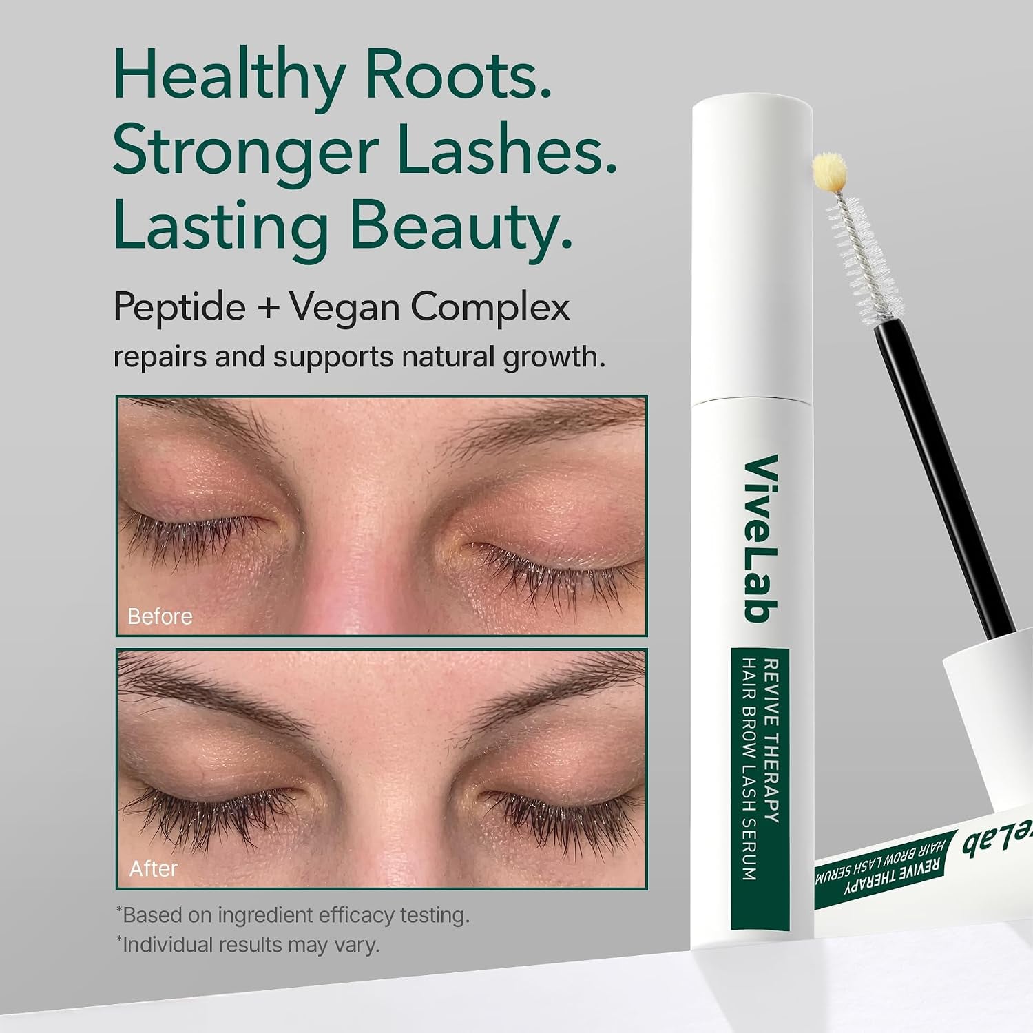 Vivelab Lash Enhancing Serum - Multi-Peptide & Biotin Infused Formula for Longer, Thicker, Fuller Looking Lashes & Brows - Clinically Proven, Vegan & Cruelty-Free