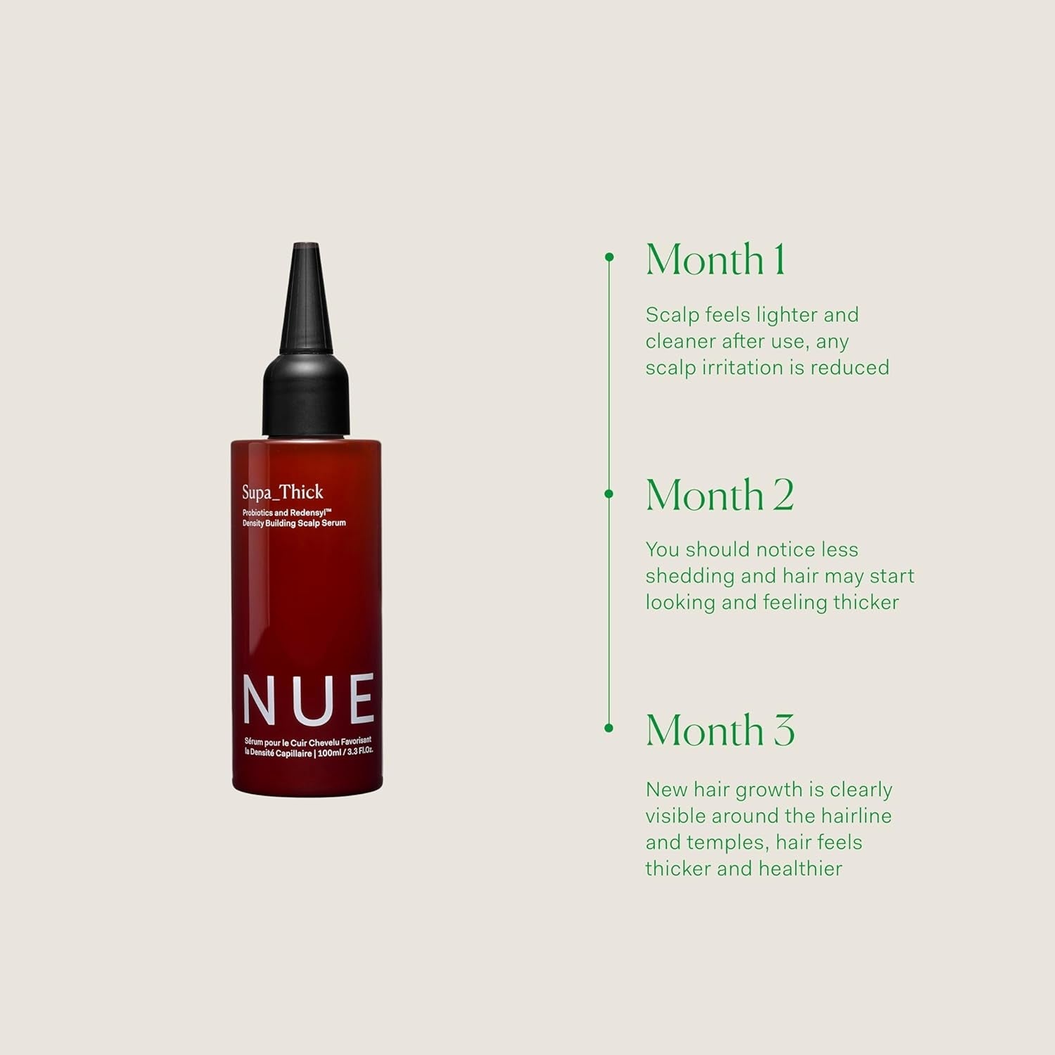 The Nue Co SUPA_THICK Probiotics + Redensyl™ Scalp Serum – 100ml | Boost Density, Soothe Scalp, Promote Hair Growth
