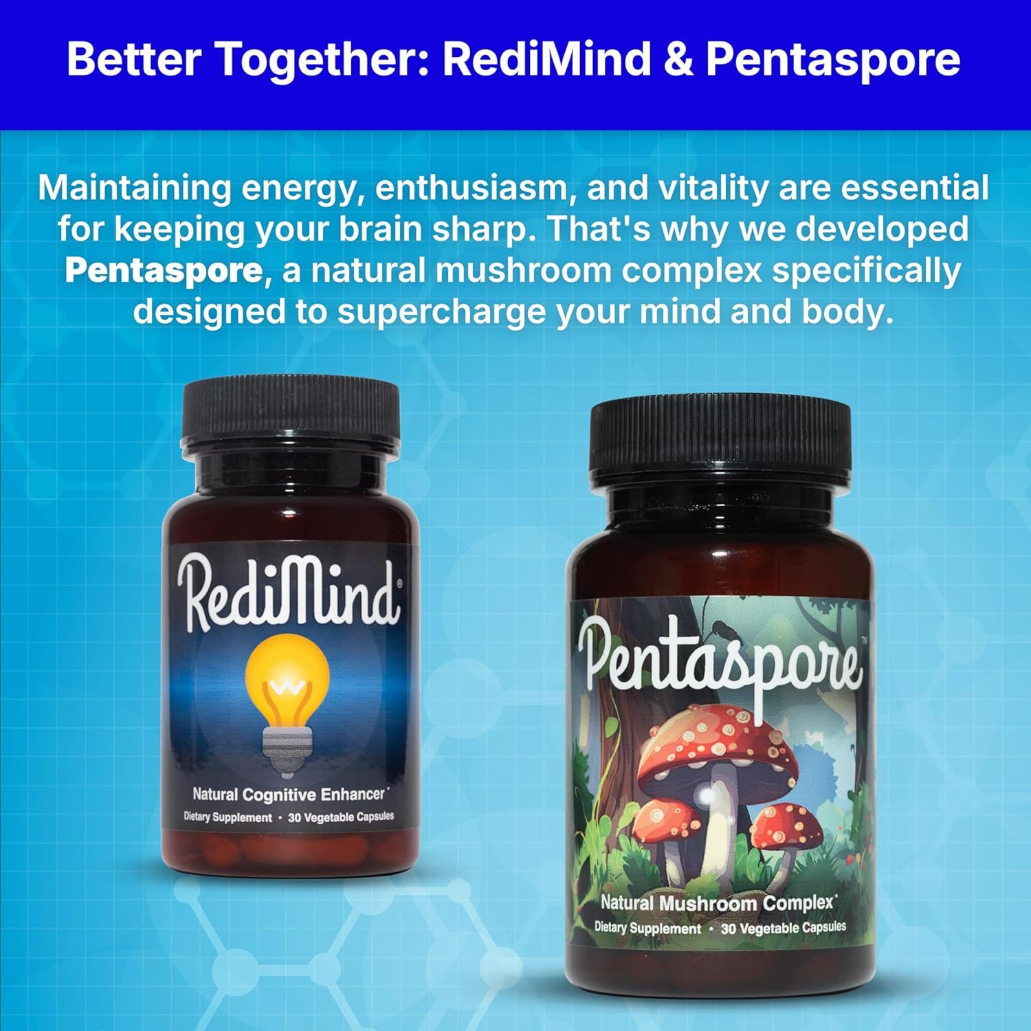 Redimind - Natural Cognitive Enhancement Supplement Capsule - Non-Gmo, Vegan, Gluten-Free