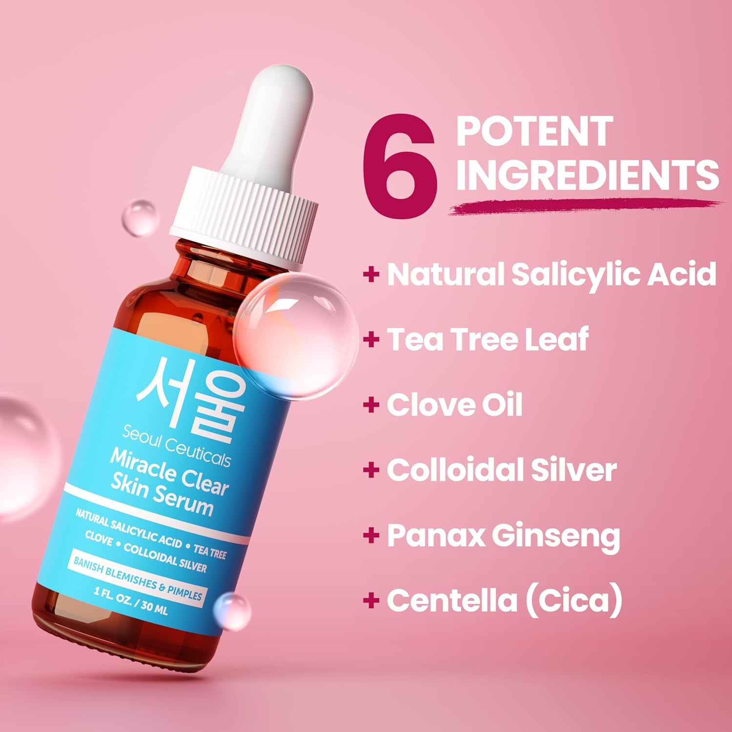 SeoulCeuticals Korean Acne Serum – Salicylic Acid, Tea Tree & Clove for Acne-Prone Skin & Even Skin Tone | 30ml | K-Beauty