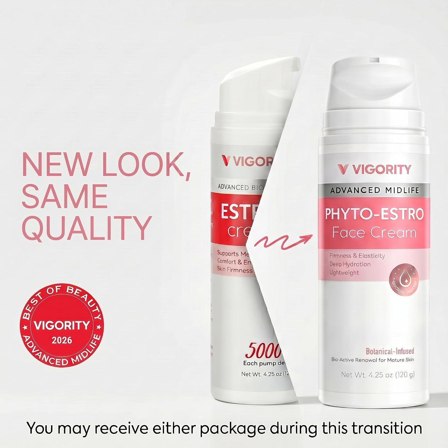 Vigority Phyto-Estro Face Cream for Menopause & Midlife Skin – Deep Hydration & Firming Moisturizer for Dry, Thinning, Aging Skin, Supports Elasticity & Radiance, Lightweight Formula (4.25 Oz)