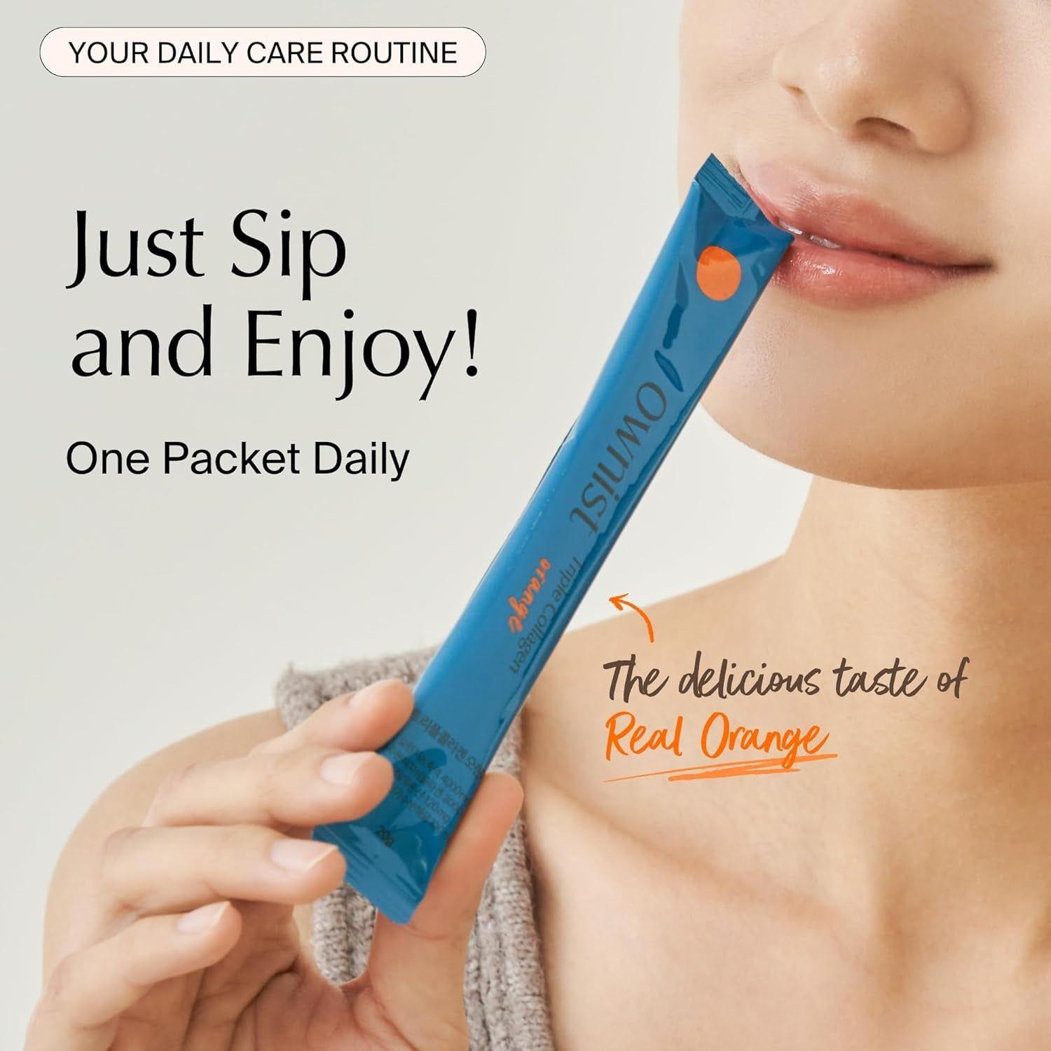 Ownist Triple Collagen Orange – 14 Stick Packs | Marine Collagen for Radiant Skin & Hydration