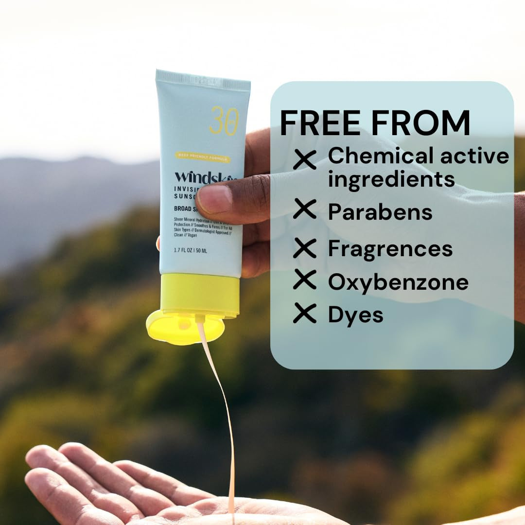 WindSkin Mineral Sunscreen SPF30 – 50ml | No White Cast, Lightweight, Sensitive Skin Safe