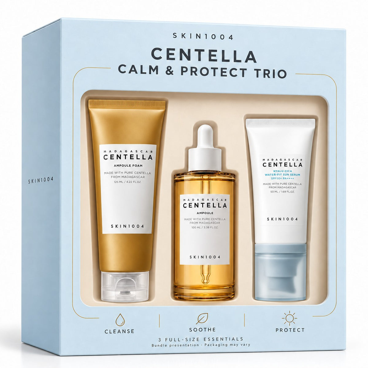 SKIN1004 Centella Calm & Protect Trio – Ampoule Foam, Centella Ampoule & Sun Serum