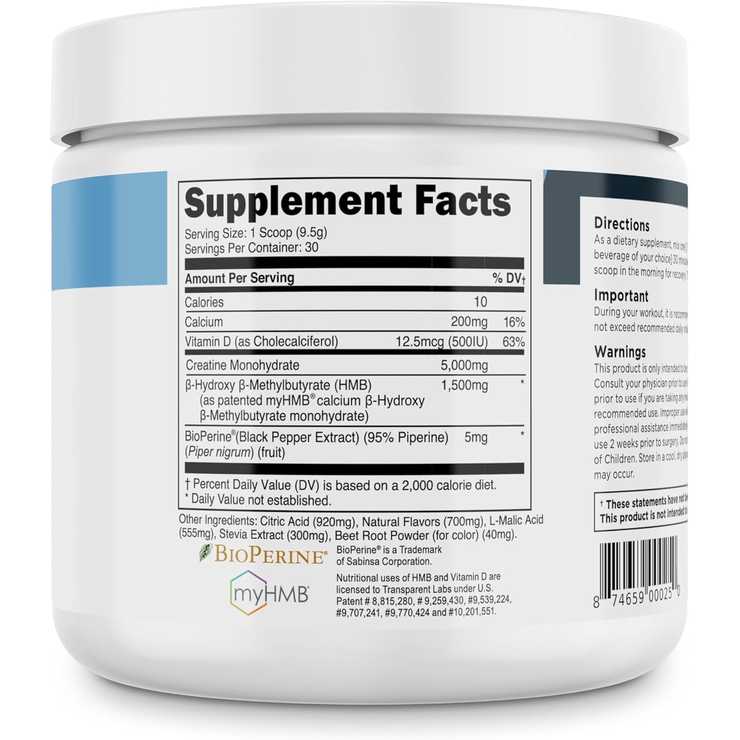 Transparent Labs Creatine HMB Creatine Monohydrate Powder - 30 Servings, Strawberry Lemonade