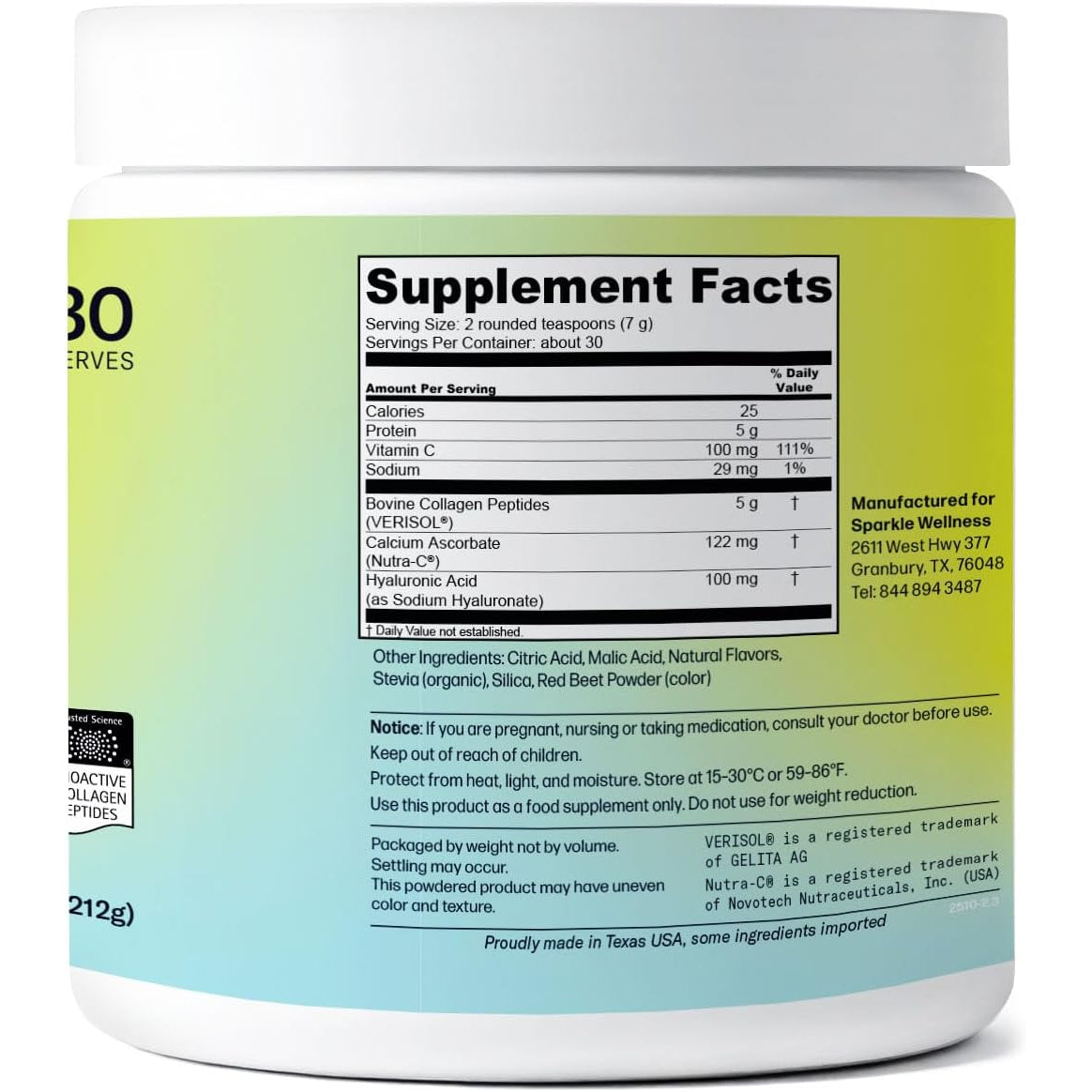 Sparkle Wellness Skin Boost Plus Mixed Berry – 30 Servings | VERISOL Collagen Peptides, Vitamin C & Hyaluronic Acid | Hair, Skin & Nail Health