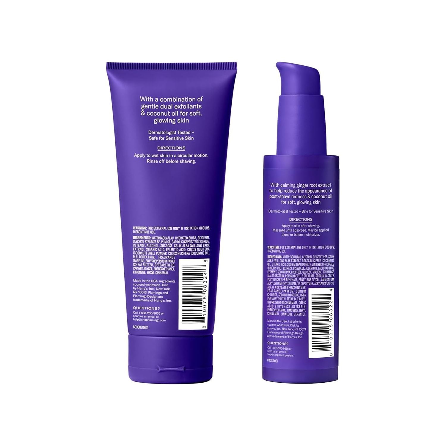 Flamingo Shaving Prep & Post-Care Set – Glow Shave Collection | Exfoliating Scrub & Soothing Serum