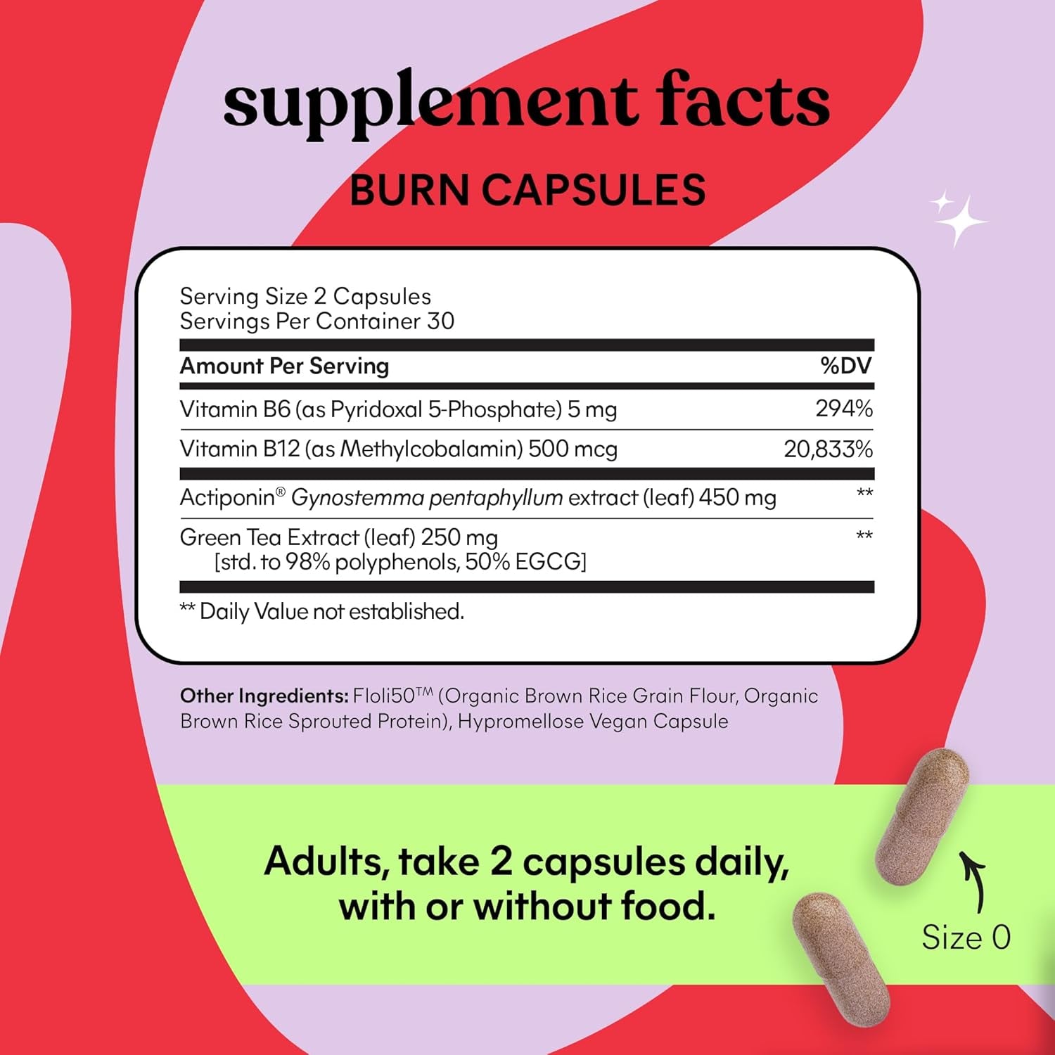Burn - Metabolism, Belly Fat Burning + AMPK Activating Supplement for Men & Women W/Clinically Studied Actiponin Gynostemma, Green Tea Extract, Vitamins B6 & B12 - Gluten Free, 60 Count
