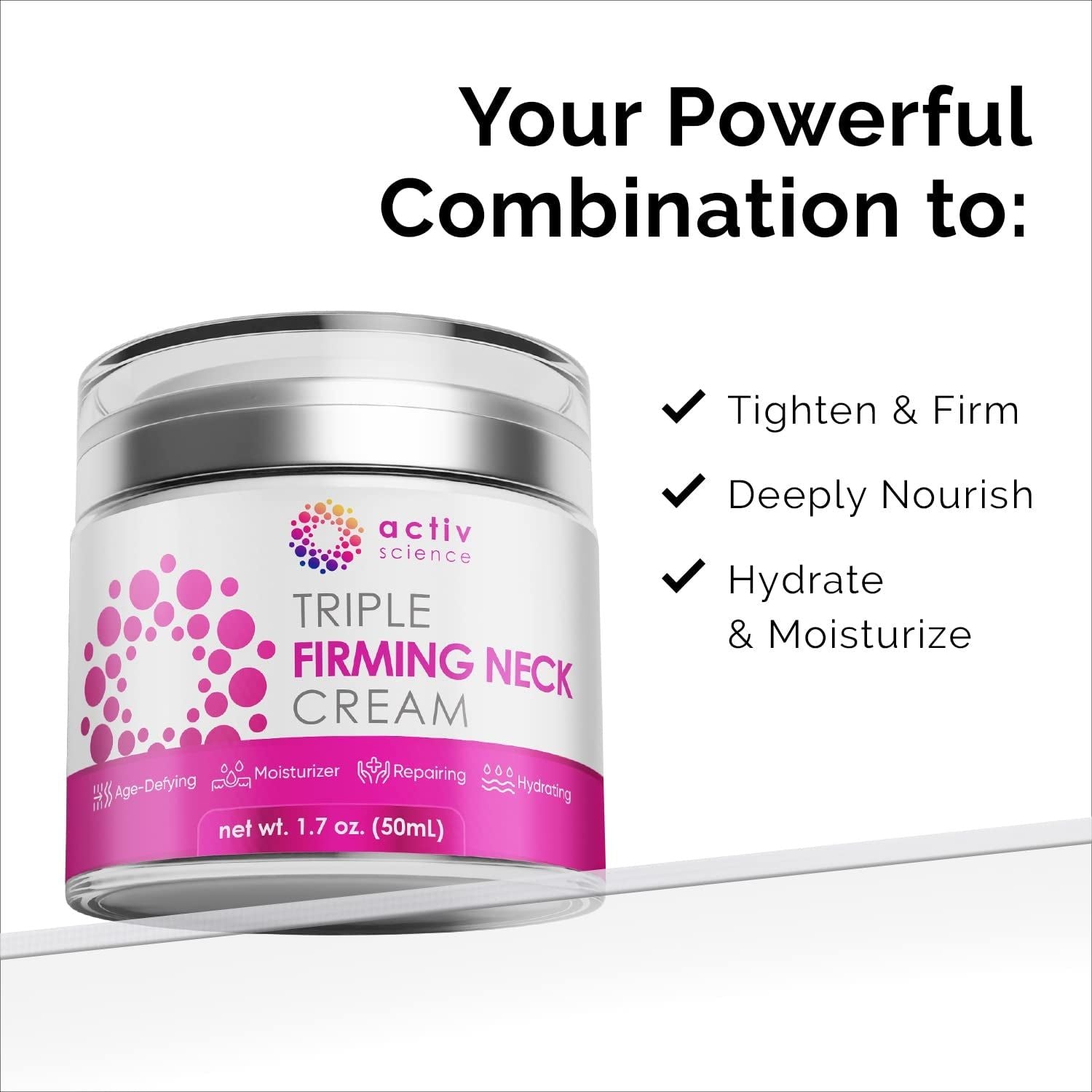 ACTIVSCIENCE Triple Firming Neck Cream – 50ml | Retinol, Collagen & Hyaluronic Acid