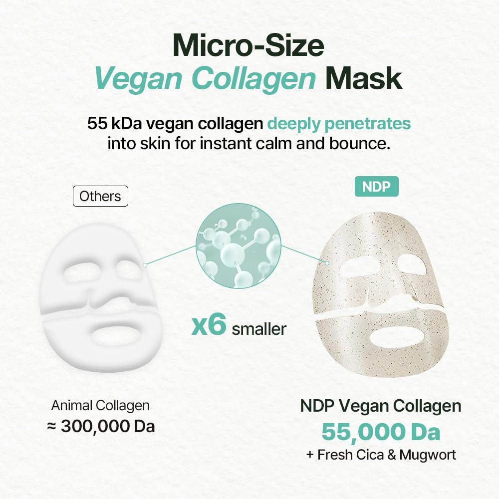 NDP Collagen Cica Cooling Hydrogel Face Mask, Soothing Ice Mask for Depuffing, Puffiness, Sunburn, after Sun & Microneedling, Vegan Collagen & Centella, Korean Skincare (4 Sheets)
