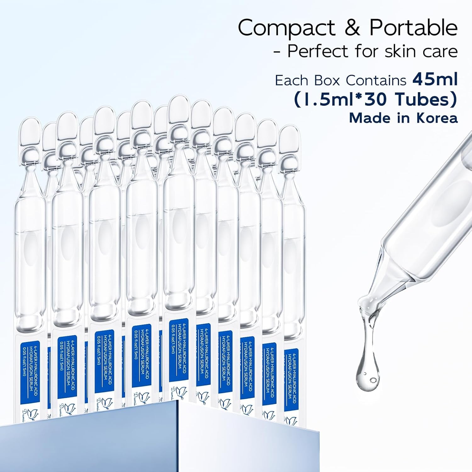 3% Hyaluronic Acid Serum for Face, Anti-Aging Hydrating Serum with 20,000 Ppm Ceramide NP & 10,000Ppm Acetyl Hexapeptide-8, Korean Skincare Ultra Hydrating Serum, Turm Skin/Sensitive Skin(1.5 Ml*30)