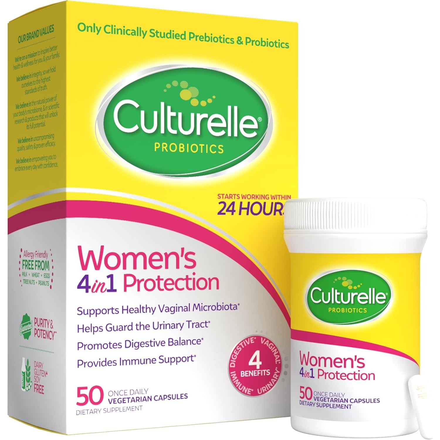 Culturelle Probiotics for Women with Prebiotics - 4-In-1 for Vaginal, Digestive, Urinary & Immune Health - Ph Balance, Bloating & Gas Relief - Daily Vegetarian Capsules, Non-Gmo - 50 Count